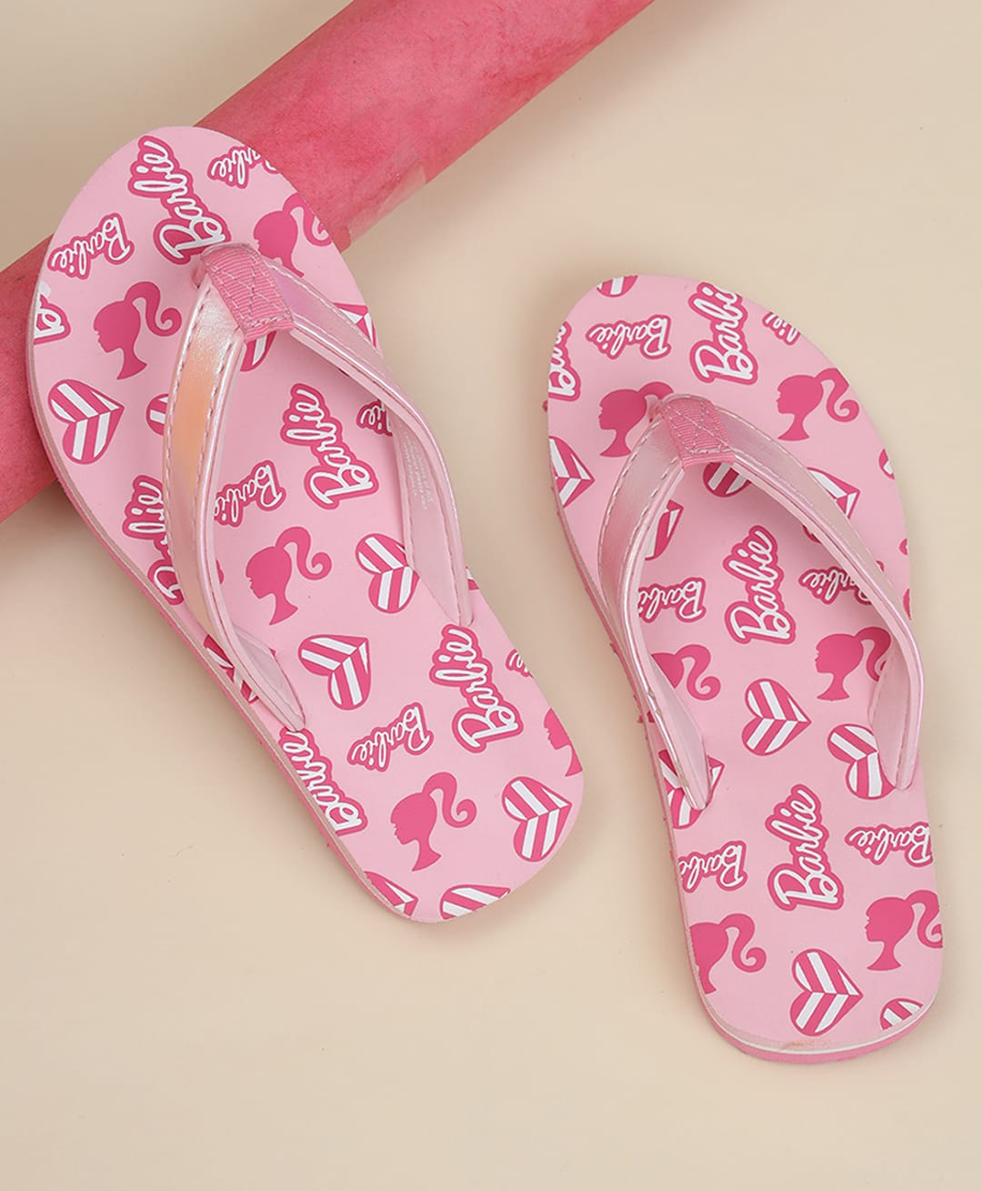 Kidsville Mattel Featuring Barbie Printed Flip Flops - Pink-image-44