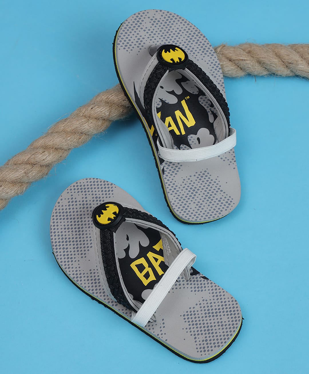 Kidsville DC Comics Featuring Batman Printed Flip Flops With Back Strap - Grey-picture-27