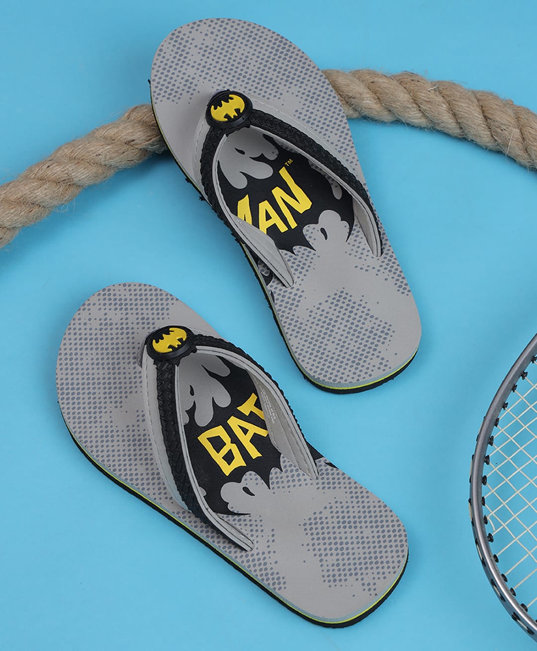 Kidsville DC Comics Featuring Batman Printed Flip Flops - Grey-picture-26