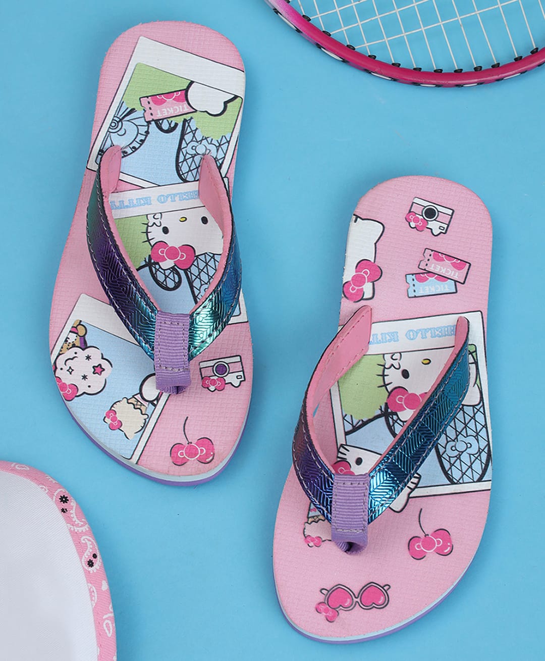 Kidsville Sanrio Friends Featuring Hello Kitty Polaroid Printed Flip Flops - Pink-picture-17