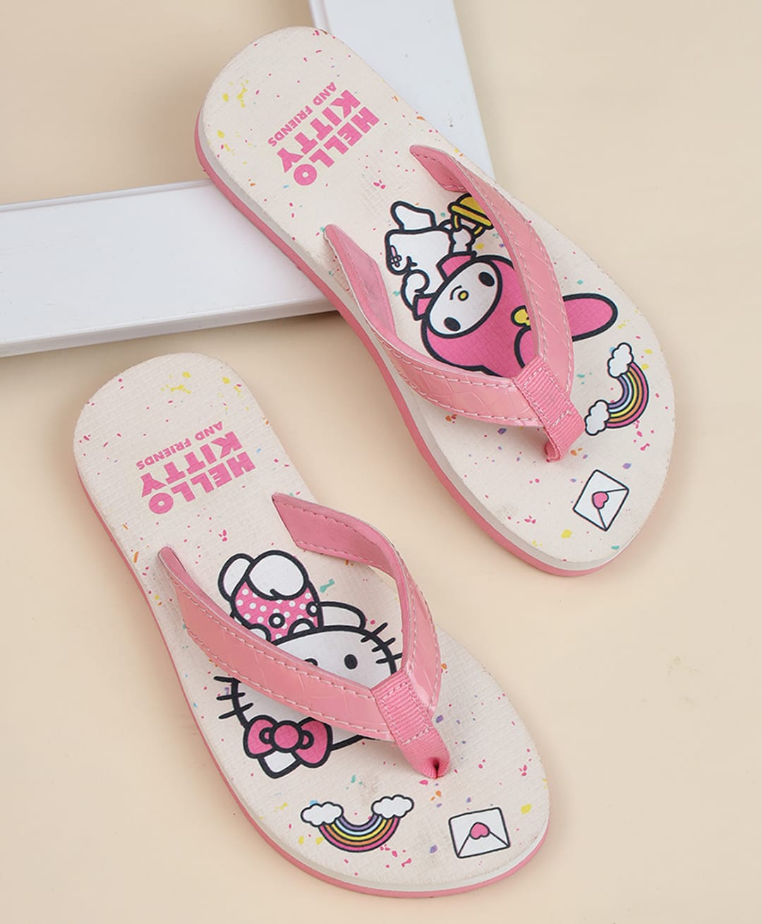 Kidsville Sanrio Friends Featuring My Melody Printed Flip Flops - Off White & Pink-picture-15