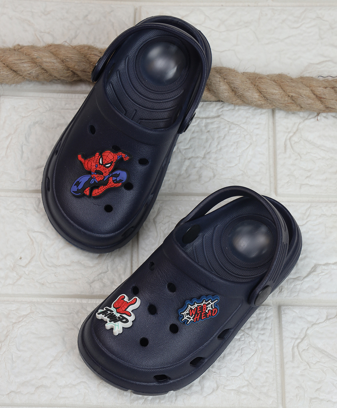 Kidsville Marvel Featuring Spiderman Applique Detailed Slingback Clogs With Whistle Sound - Navy Blue-picture-8