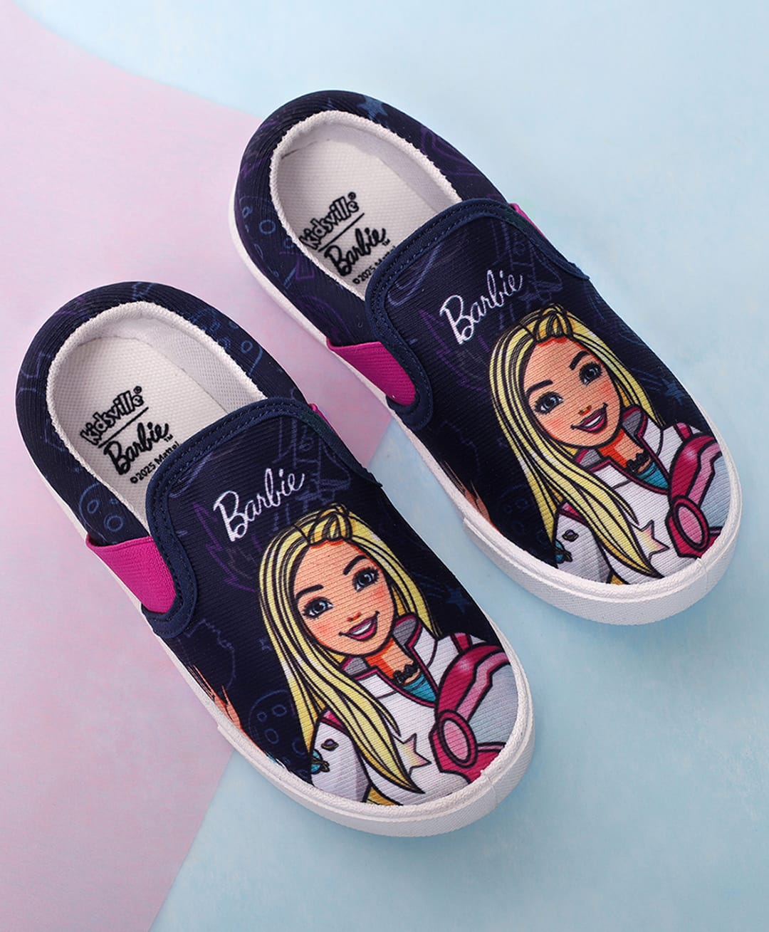 Kidsville Mattel Featuring Barbie Designed Slip On Shoes - Navy Blue-image-16