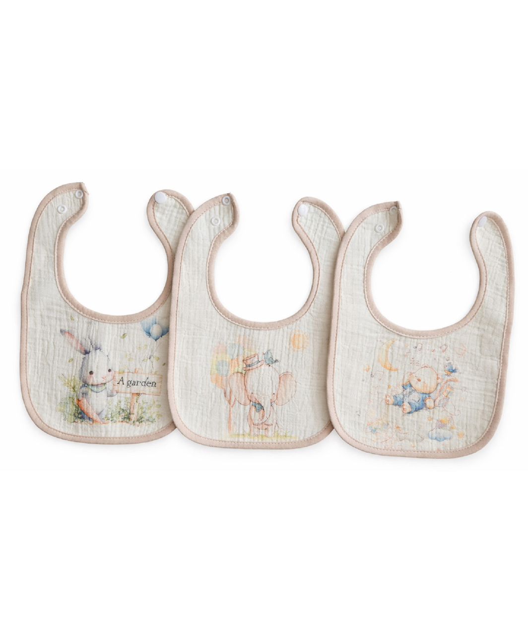 Teri Beri Pack of 3 Muslin 6 Layers 100% Organic Cotton Baby Bibs-picture-13