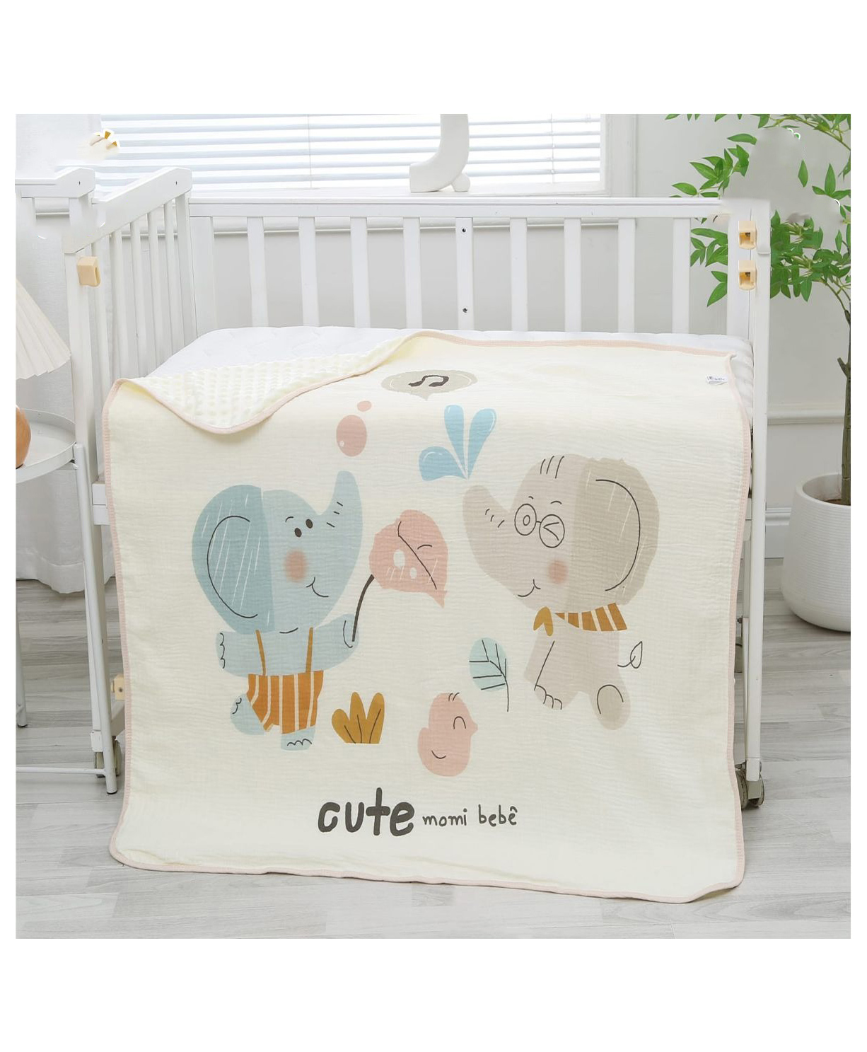 TERI BERI Muslin Bubble Baby Blanket Ultra Soft Breathable Cotton Muslin Quilt Lightweight Newborn & Toddler Blanket Mix Cute Prints All Season Use - White-image-20