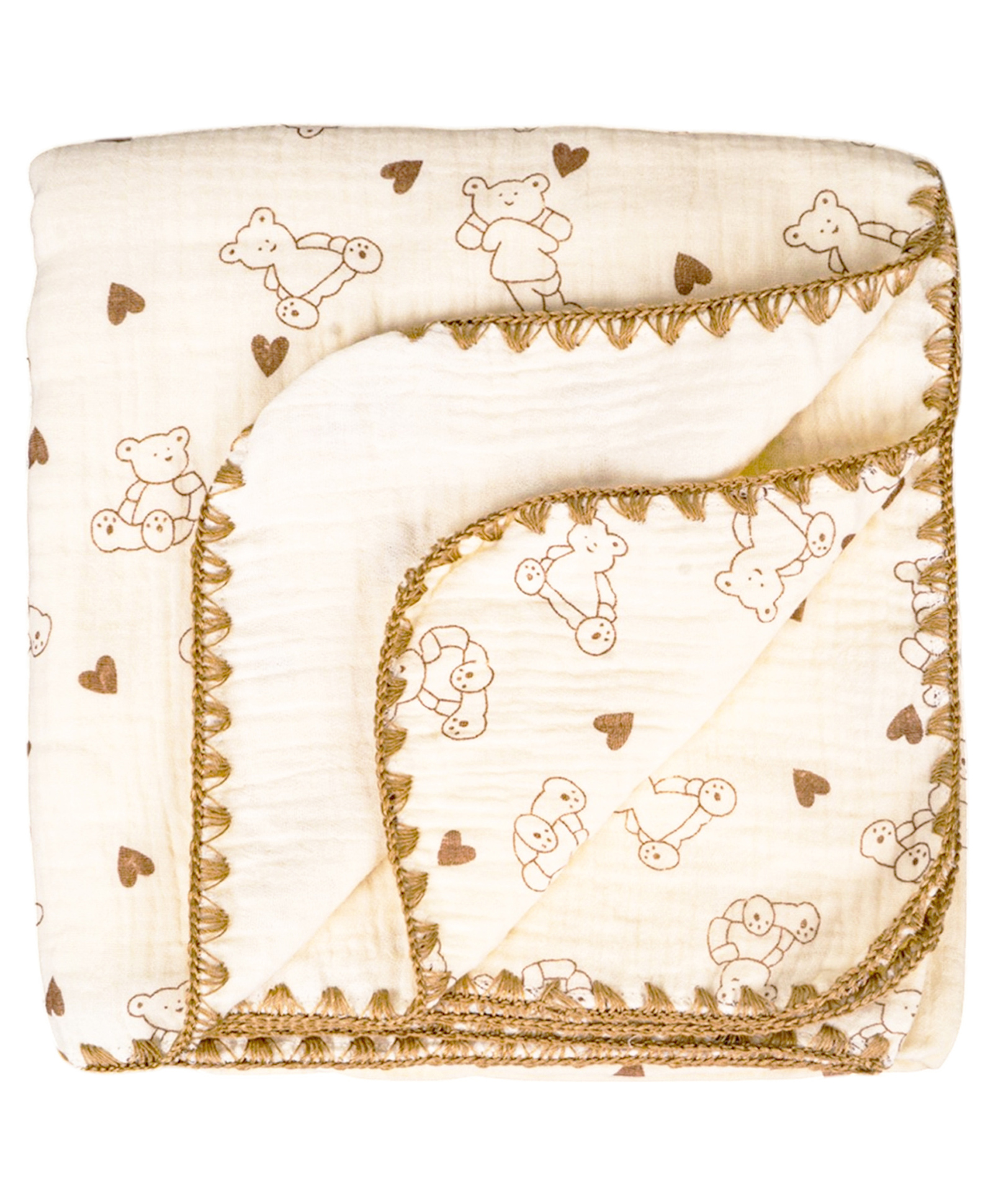 TERI BERI Baby Muslin Blanket for Newborn Ultra Soft 100% Cotton Double Layer All Season Baby Wrap Mix Cartoon Print Breathable Lightweight Receiving Blanket - Cream-image-31