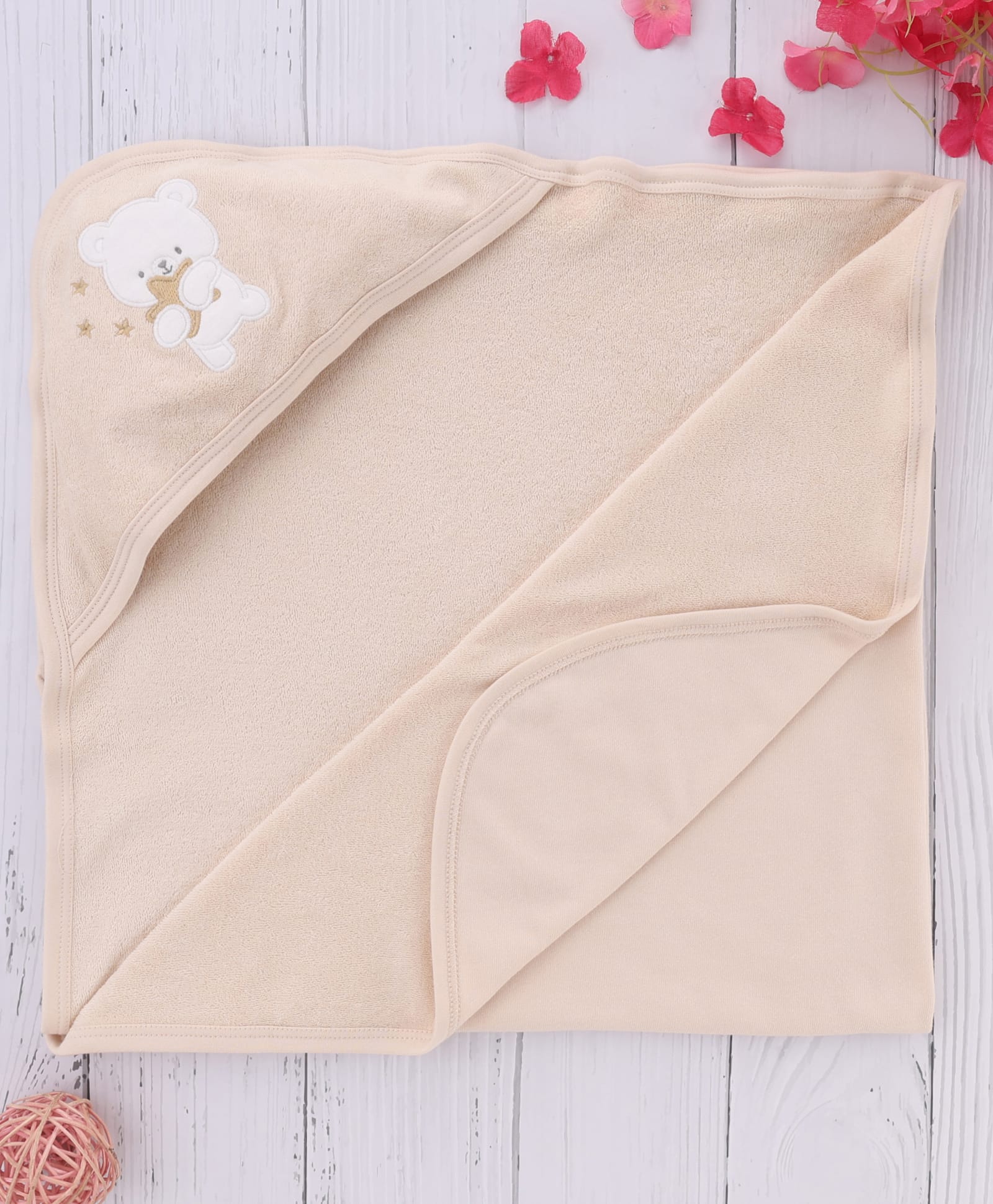 Simply Terry Knit Towel With Bear Print L 80 x B 80 cm - Beige-picture-15
