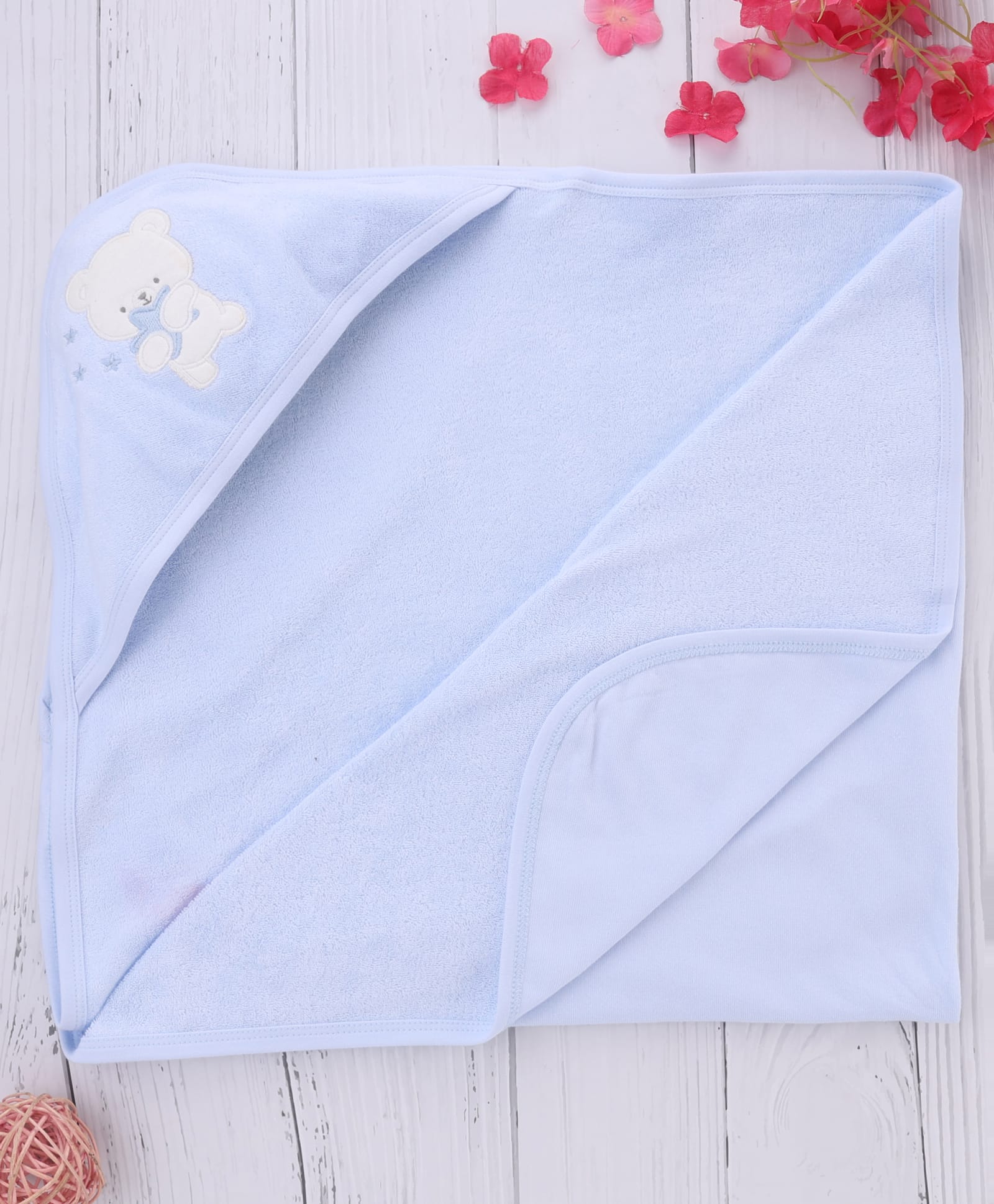 Simply Terry Knit Towel With Bear Print L 80 x B 80 cm - Light Blue-image-34