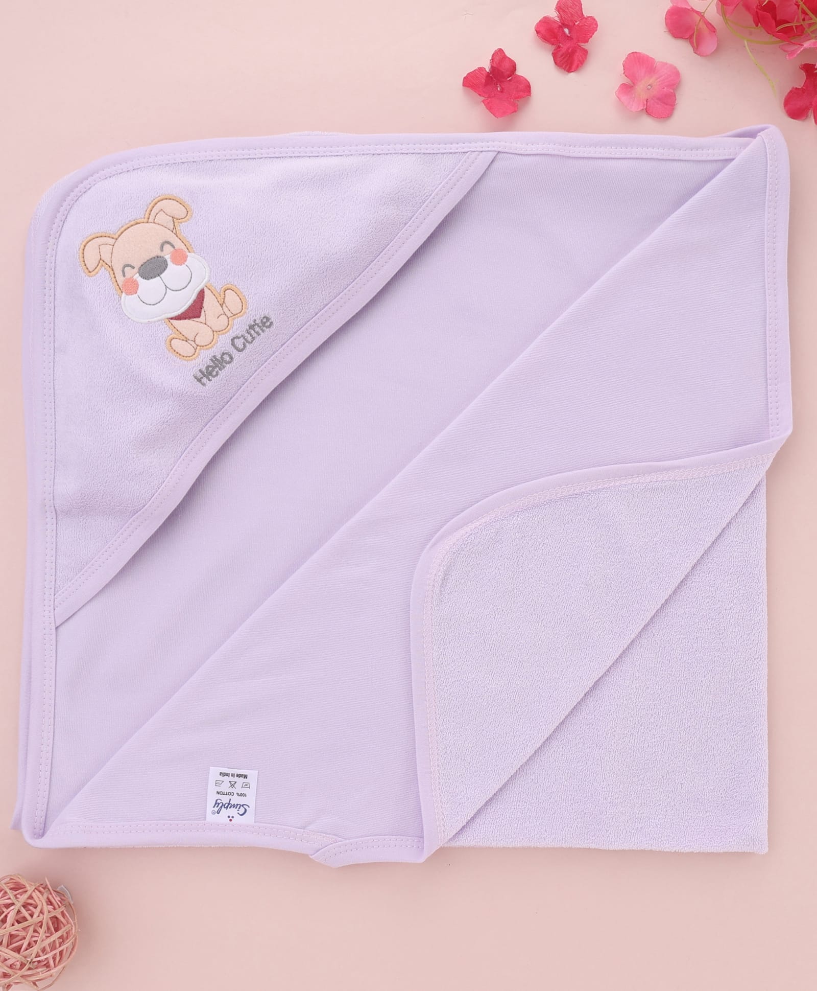 Simply Terry Knit Hooded Towel With Dog Print L 80 x B 80 cm - Lilac-image-9