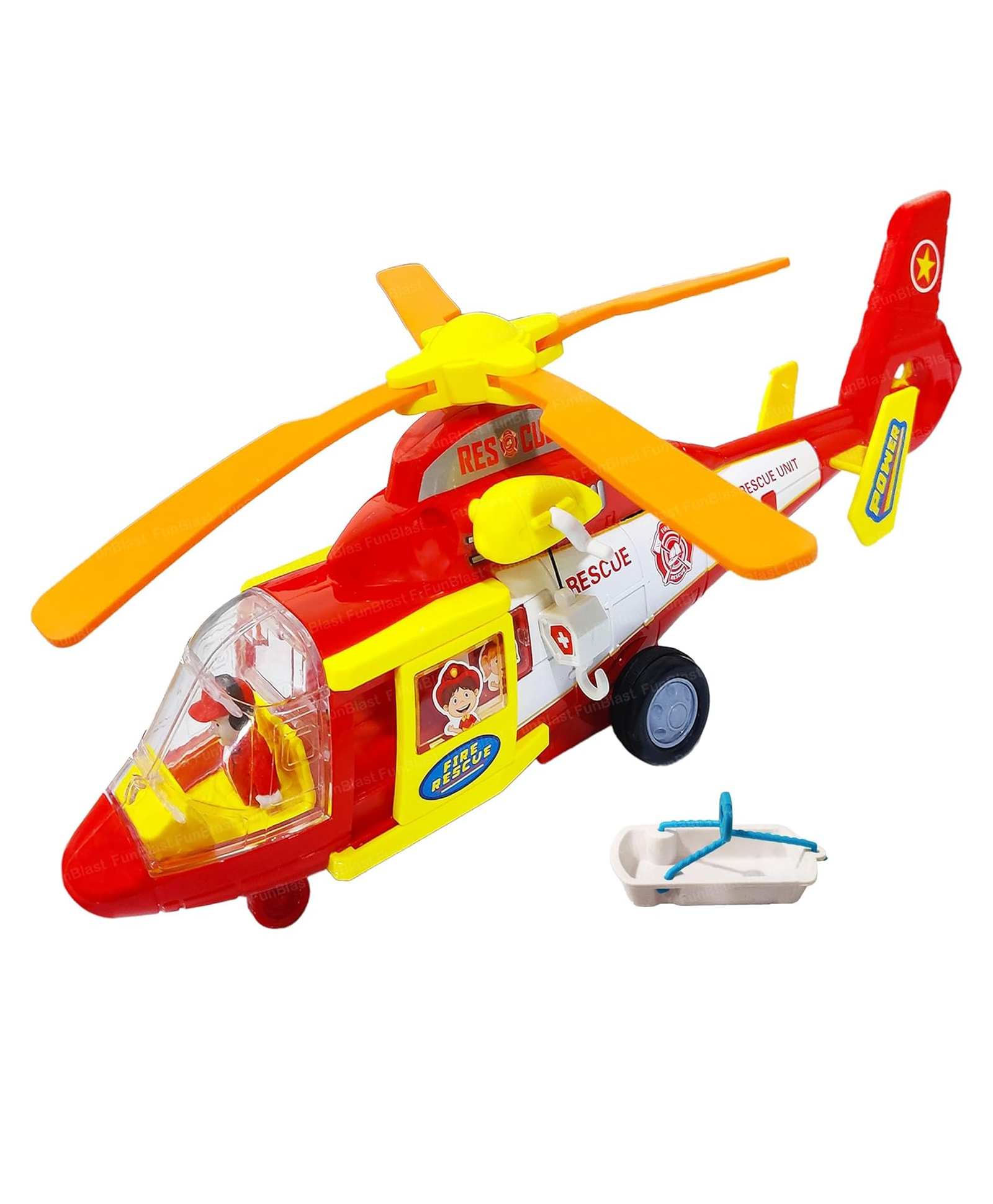 FunBlast Bump and Go Rescue Helicopter Toy with Light and Sound Pack of 1 - Red-image-41