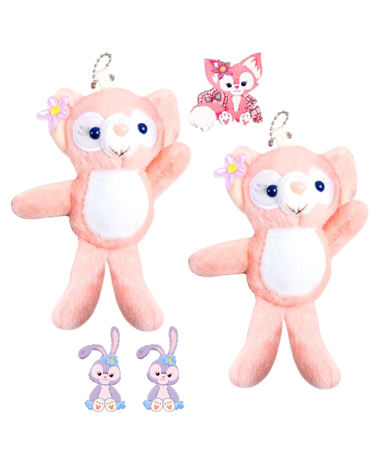 FunBlast Height 17 cm Hanging Plush Doll with Brooch Pin for Kids Pack of 2 Mini Doll and 3 Brooch Pin - Pink-image-23