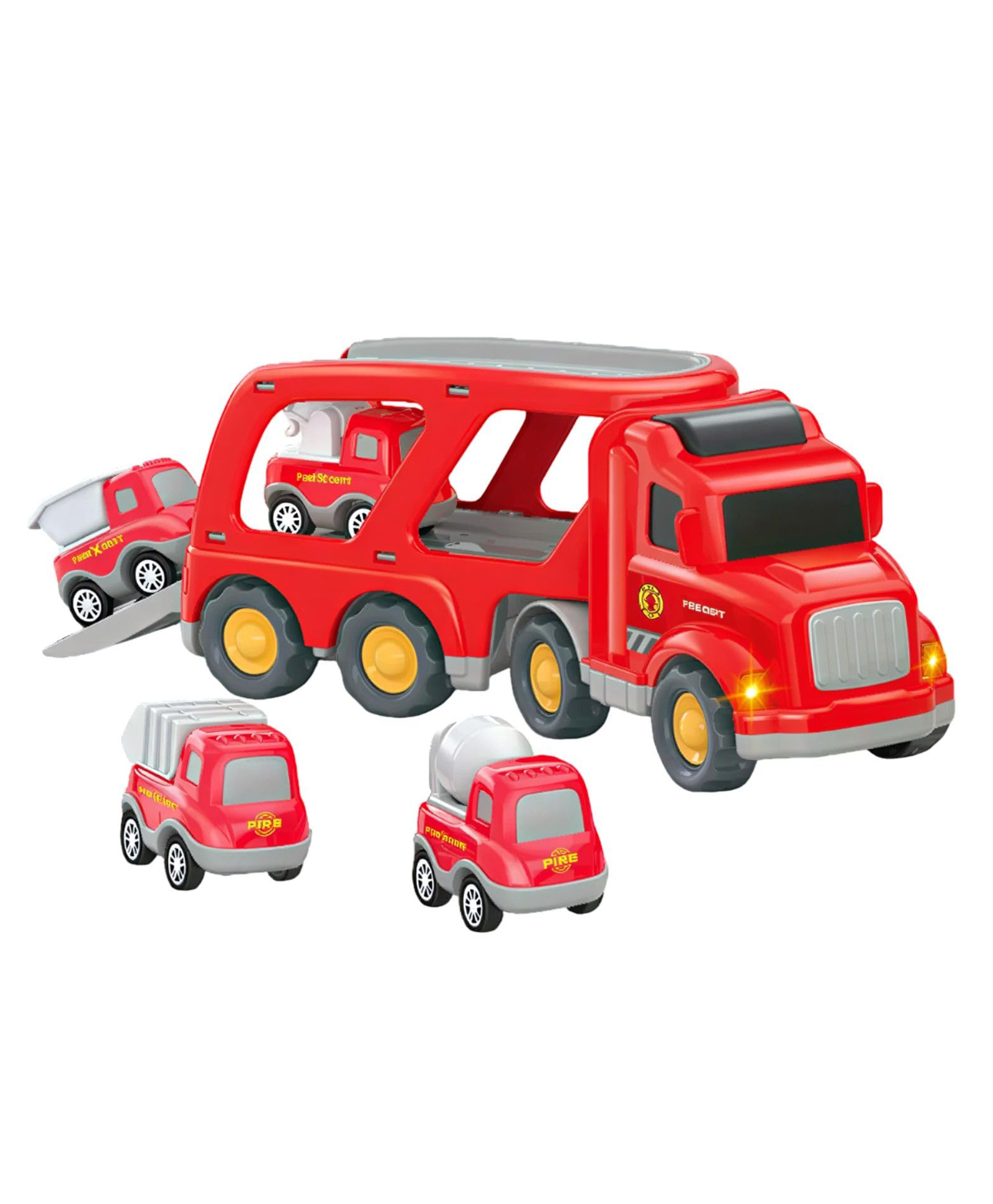 FunBlast Transport Truck with Light and Sound Toy for Kids Pack of 1 Truck 4 Mini Truck Toys - Red-image-35