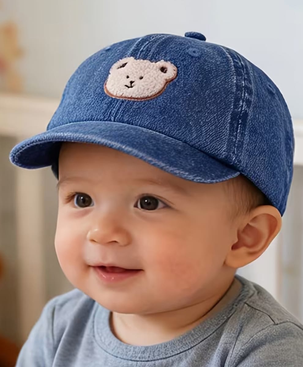Ziory Cotton Woven Bear Patch Detailed Baseball Cap - Blue - Circumference 46-50 Cm-picture-24
