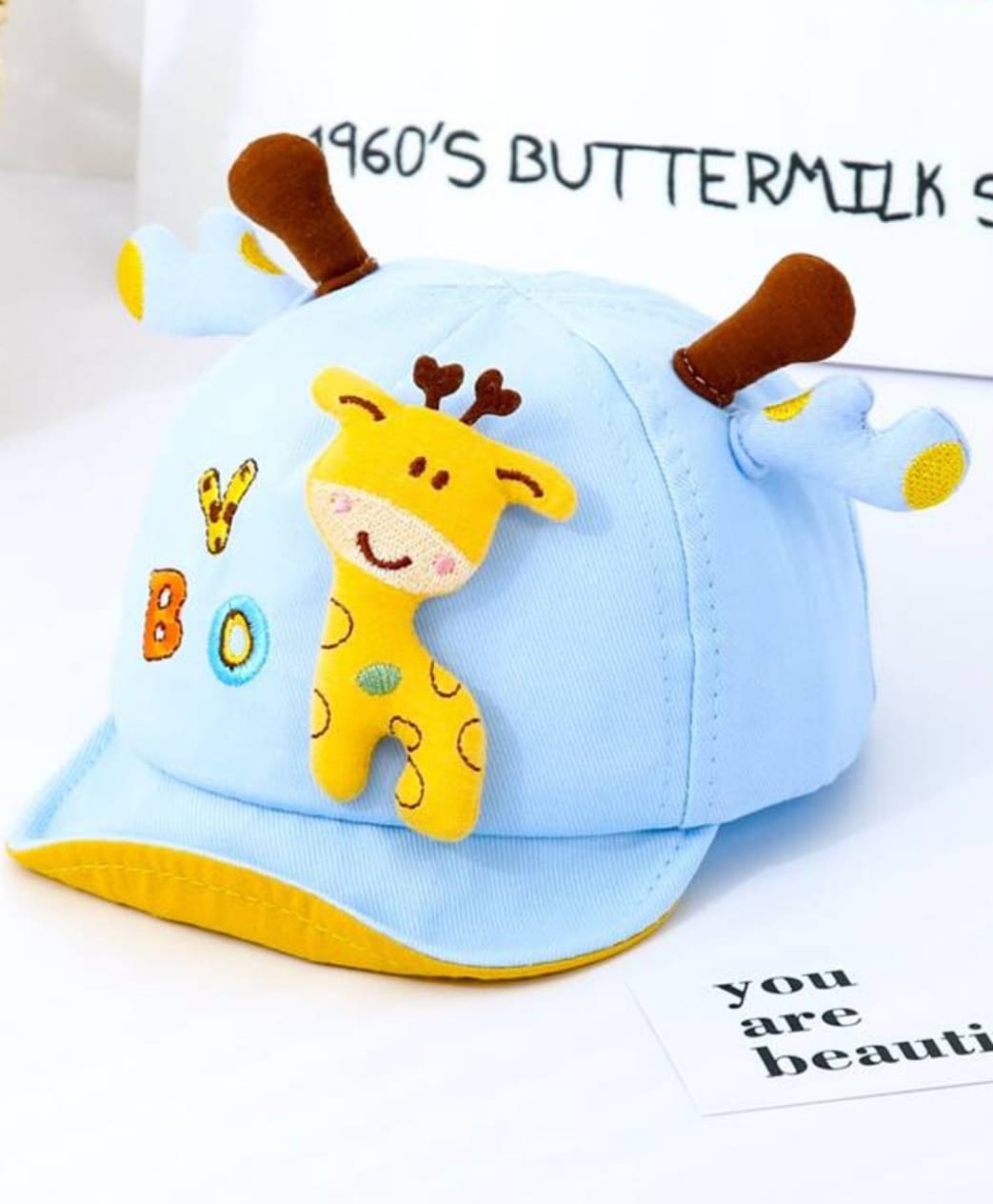 Ziory Giraffe Applique Detailed Cap - Light Blue Circumference 44-48 Cms-picture-20