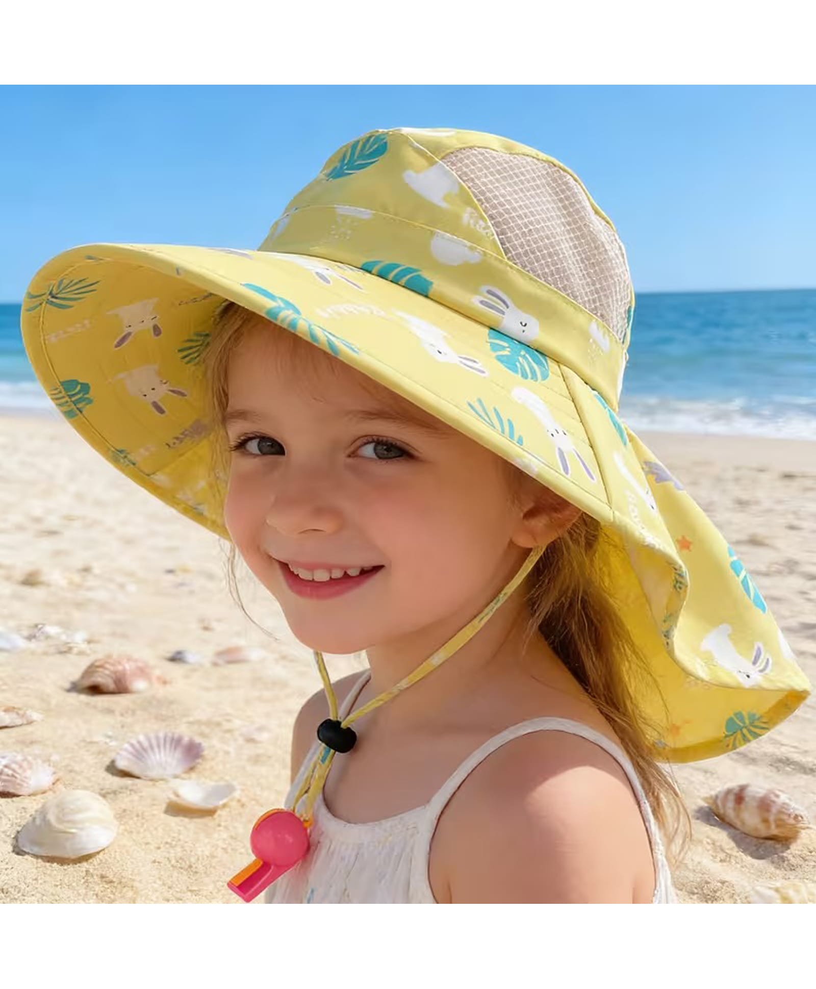 Babymoon Woven Rabbits Printed Hat With Whistle - Yellow - Circumference 54 Cm-picture-10