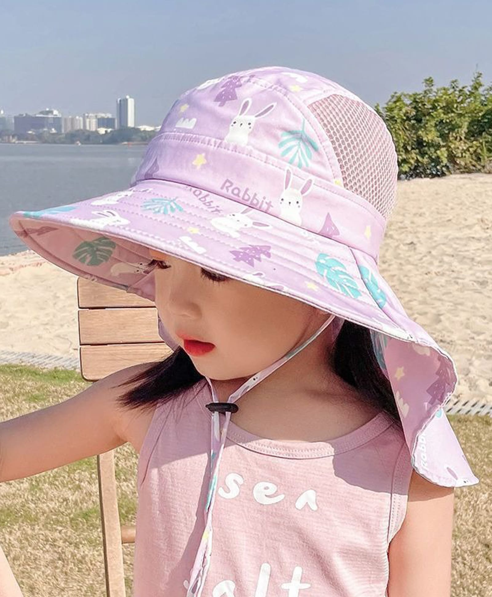 Babymoon Woven Rabbits Printed Hat With Whistle - Purple - Circumference 54 Cm-picture-10