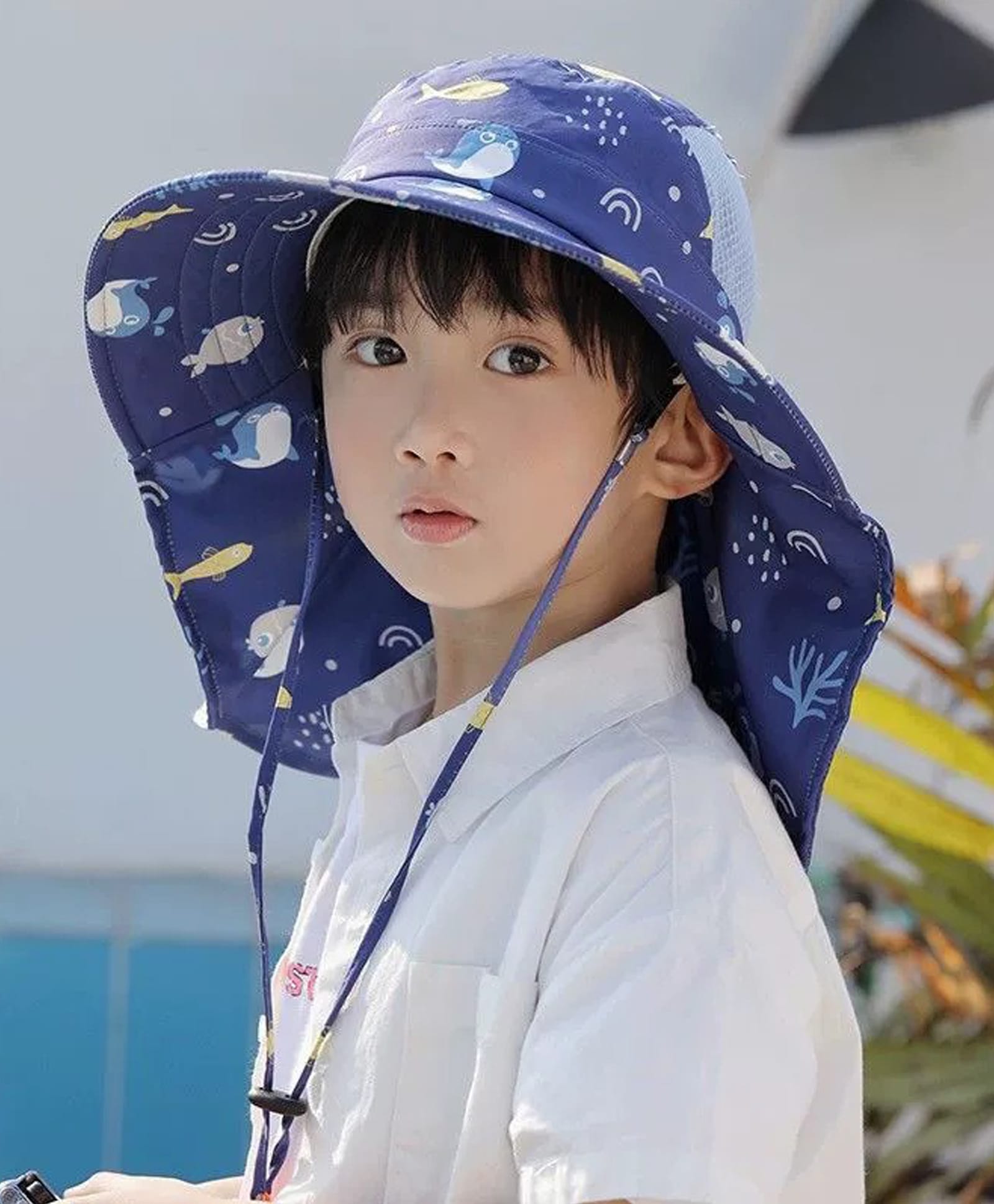 Babymoon Woven Sea Life Printed Hat With Whistle - Blue - Circumference 55 Cm-picture-17