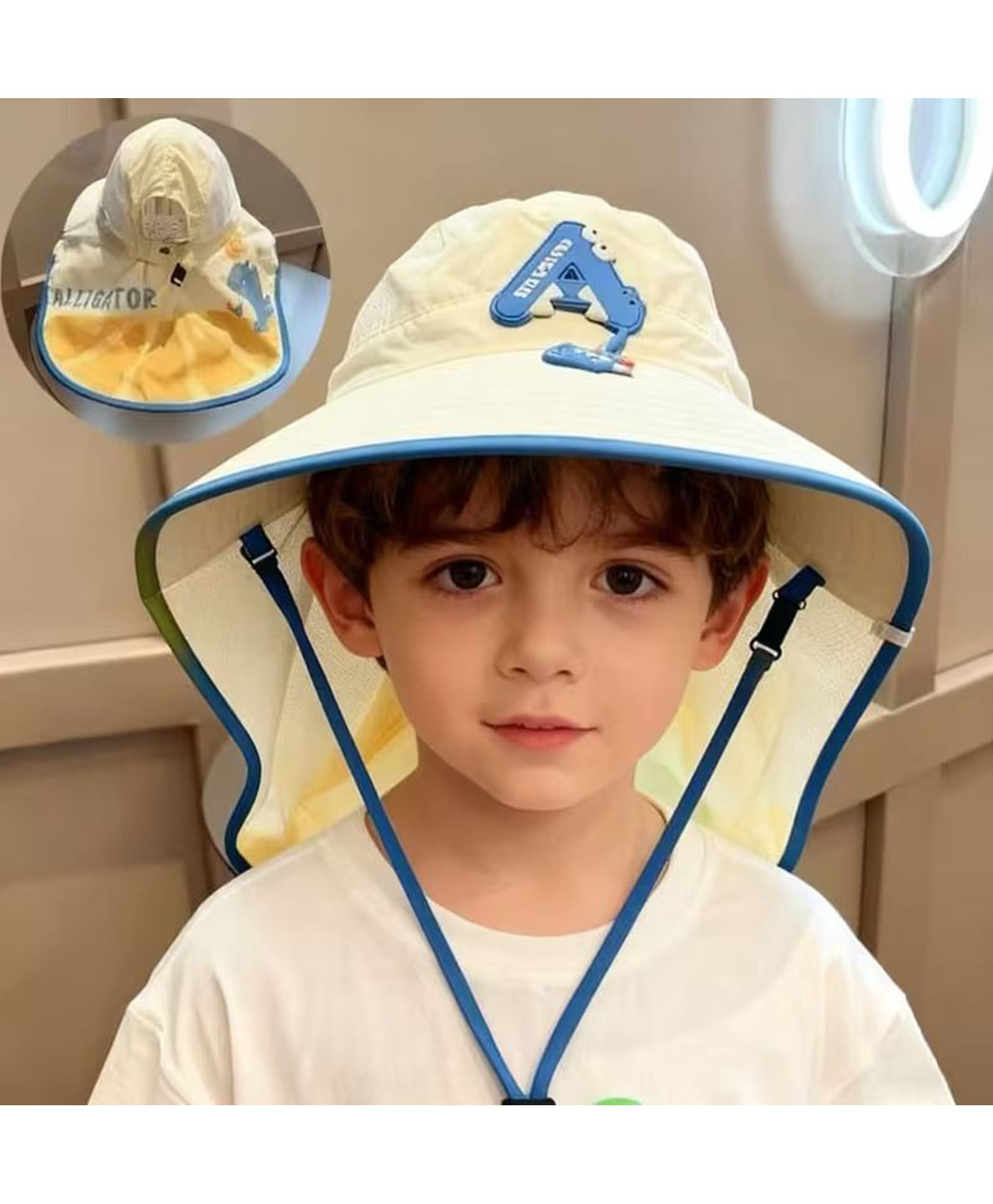 Babymoon Woven Animal Applique Detailed Bucket Cap With Whistle - Yellow - Circumference 52 - 54 Cm-image-49