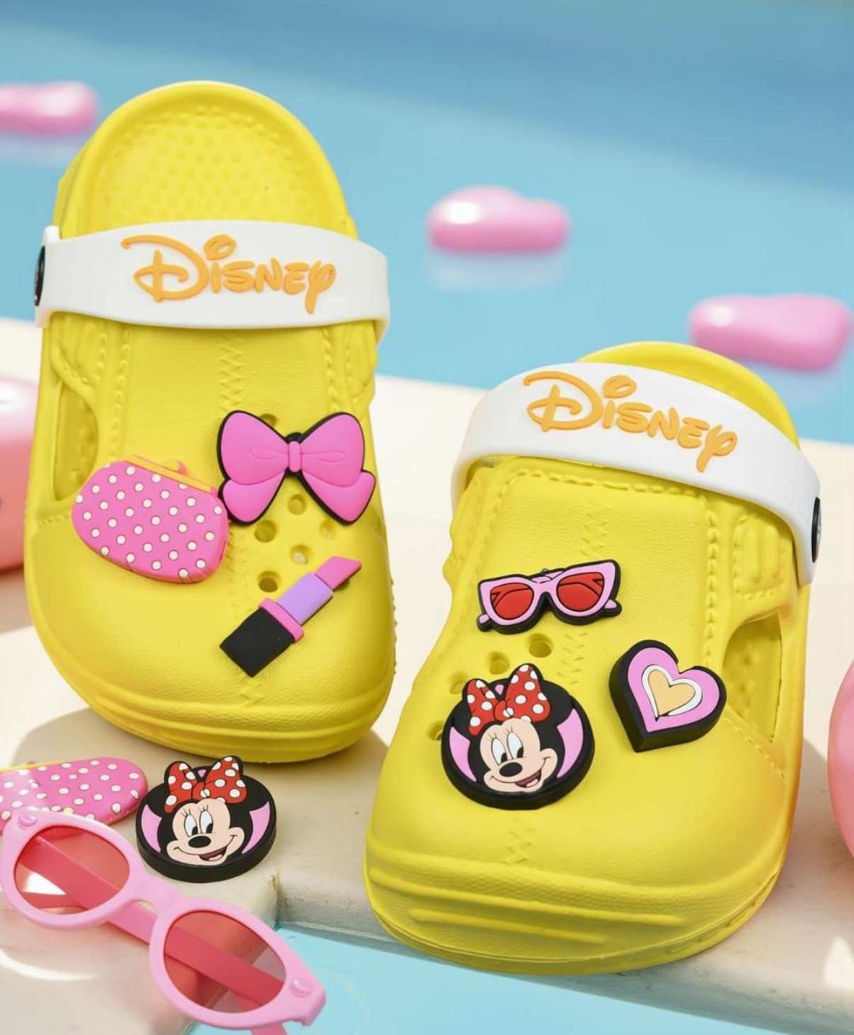 Yellow Bee Disney Mickey Mouse & Friends Featuring Minnie Mouse & Heart Applique Detailed Perforated Slingback Clogs - Yellow-image-20
