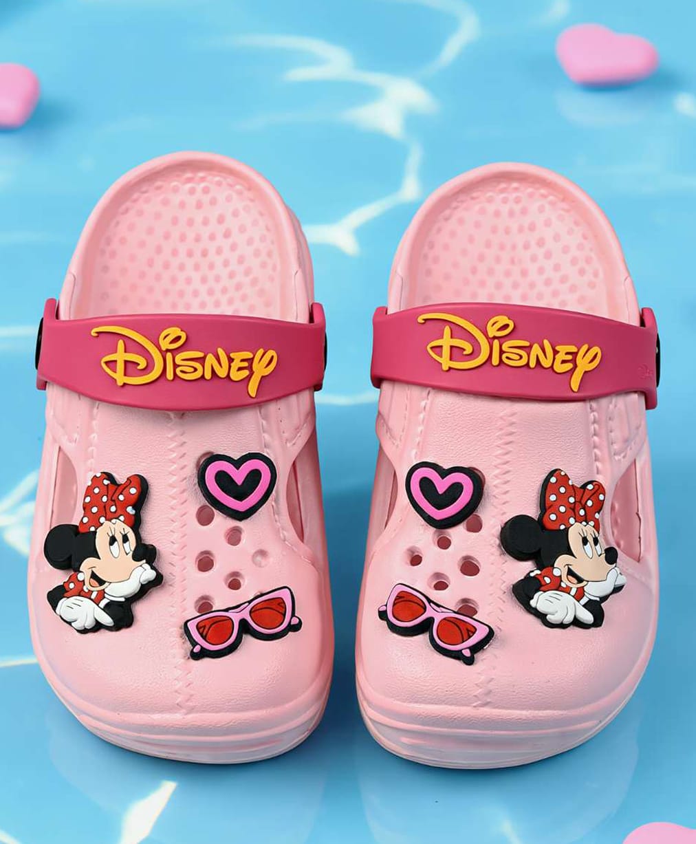 Yellow Bee Disney Mickey Mouse & Friends Featuring Minnie Mouse & Heart Applique Detailed Perforated Slingback Clogs - Pink-picture-18
