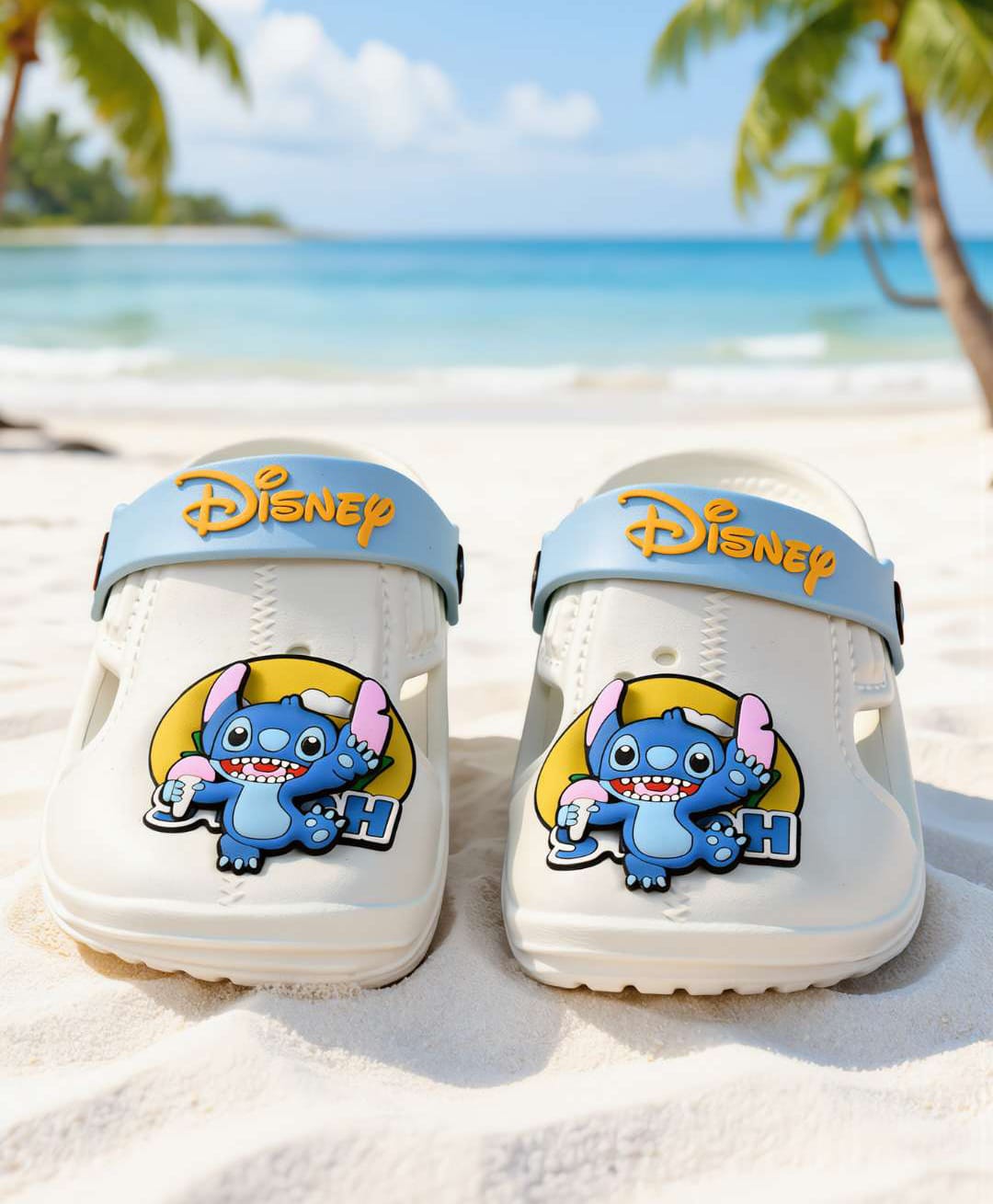 Yellow Bee Disney Featuring Lilo & Stitch Applique Detailed Slingback Clogs - White-picture-28