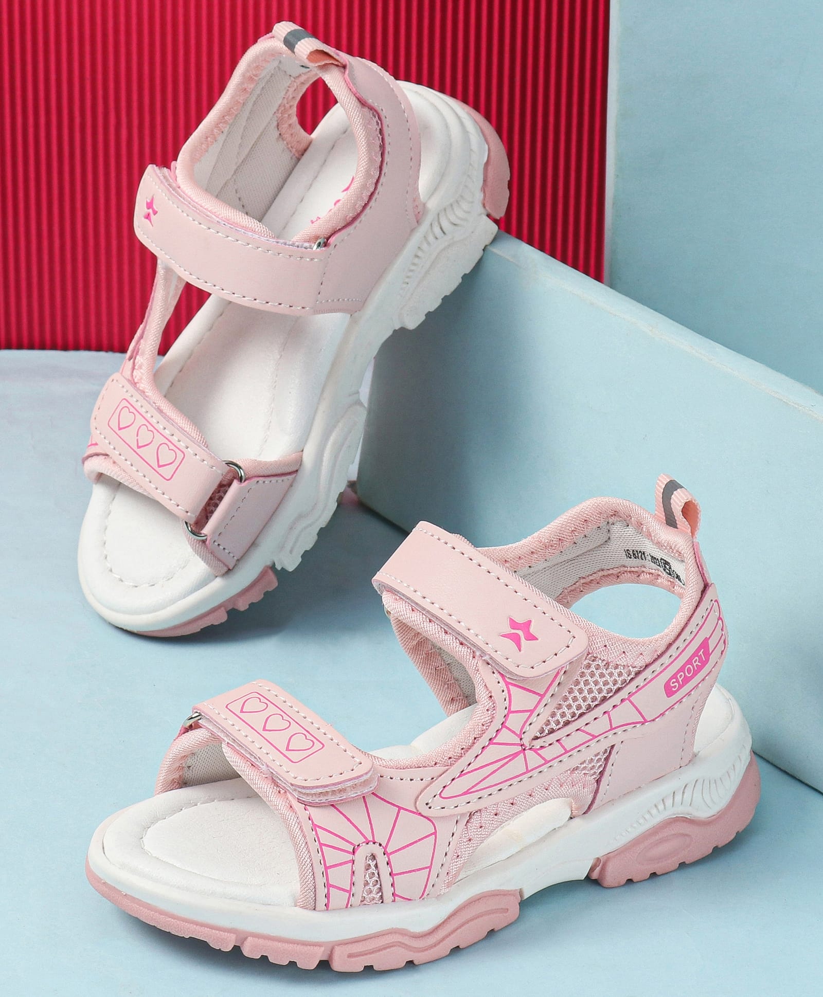 Cute Walk by Babyhug Velcro Closure Printed Sandals - Pink-image-28