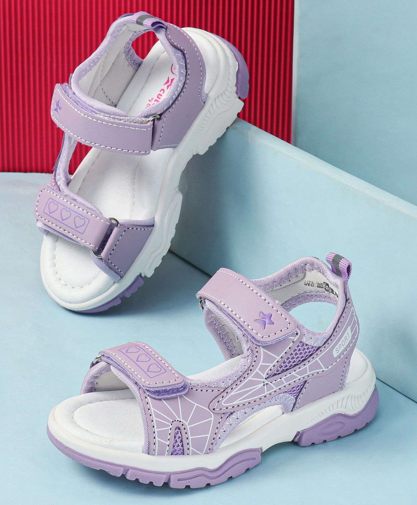 Cute Walk by Babyhug Velcro Closure Printed Sandals - Purple-image-27