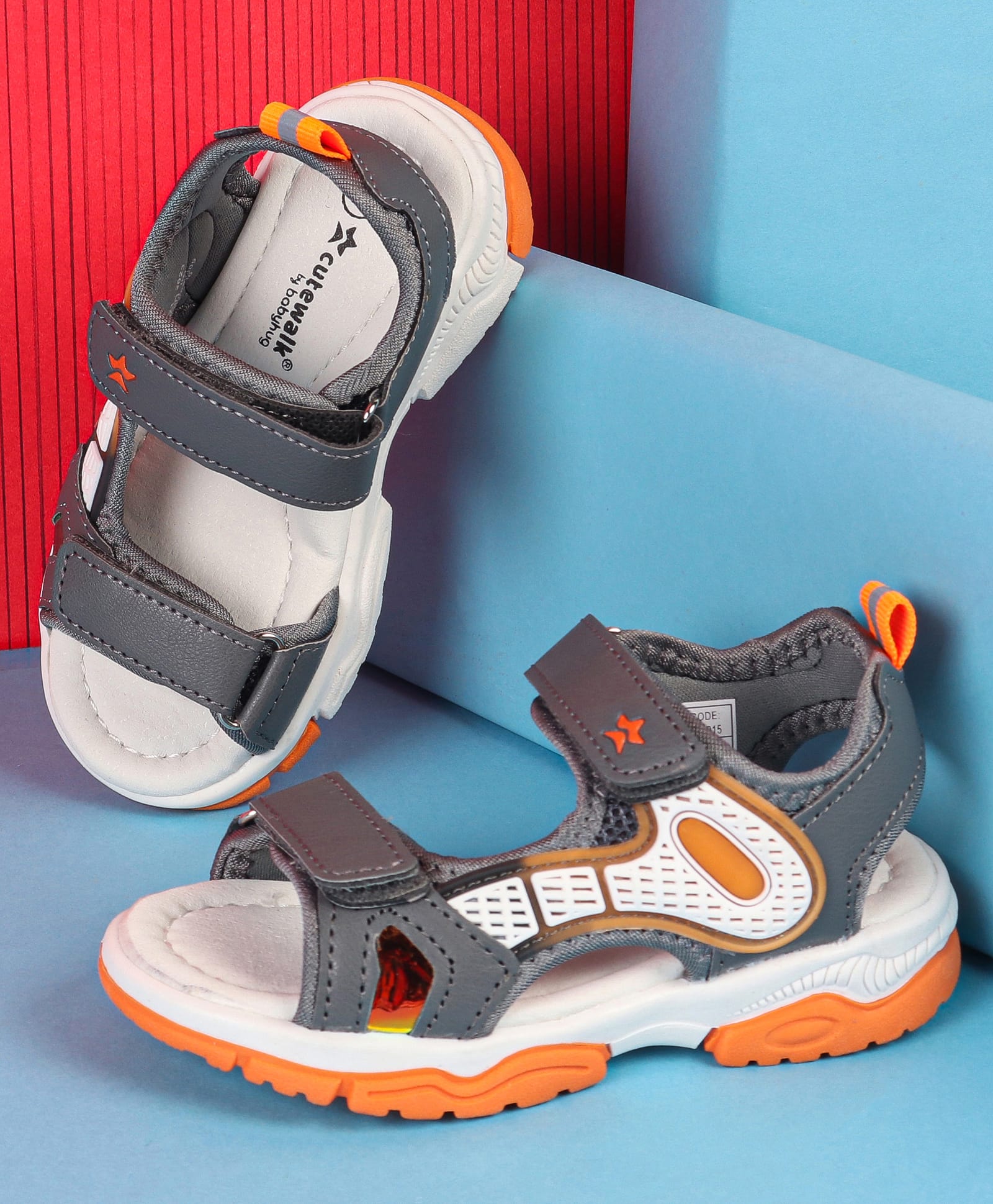 Cute Walk by Babyhug Velcro Closure Solid Sandals - Grey-picture-11