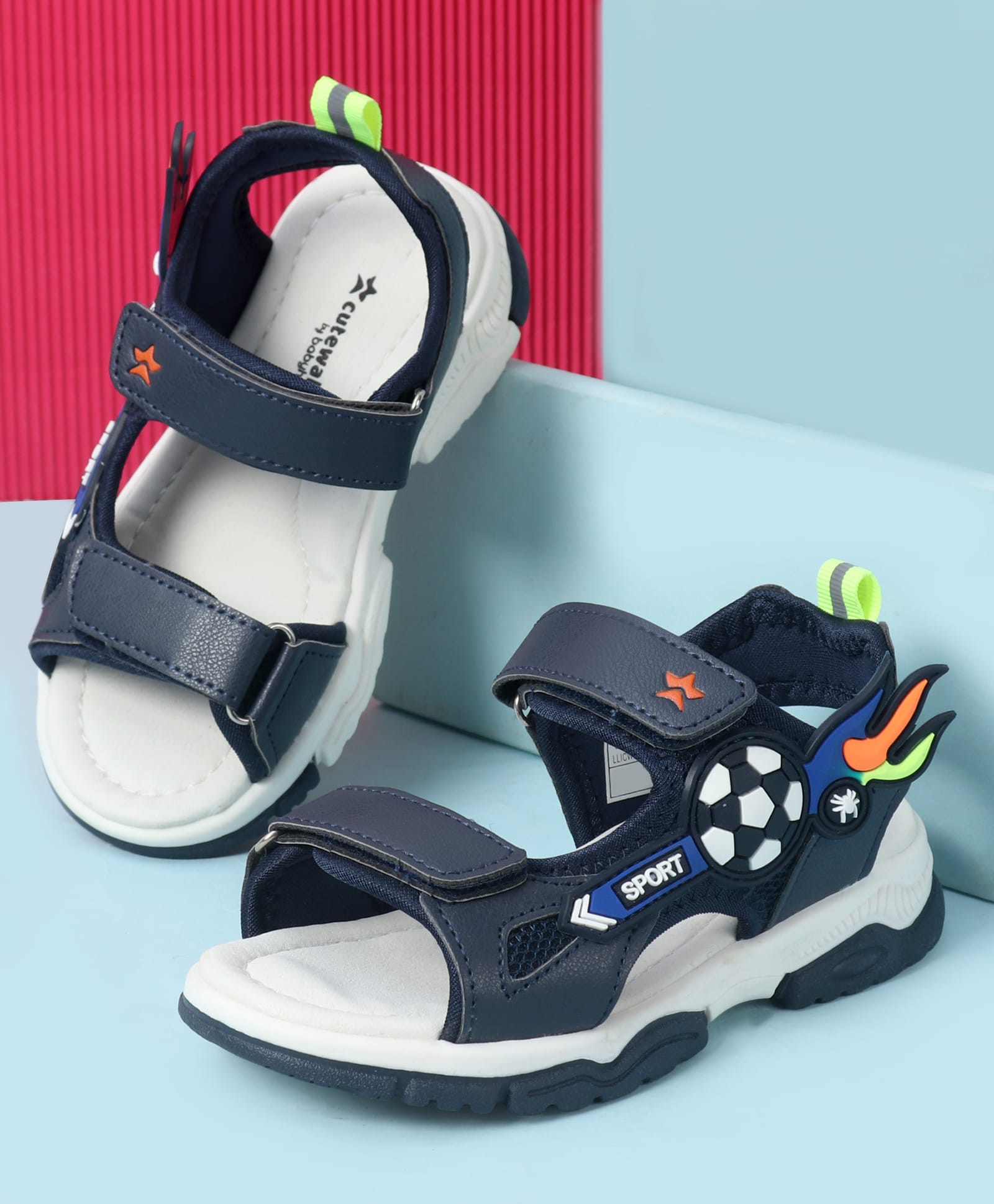 Cute Walk by Babyhug Velcro Closure Sandal With Applique - Navy Blue-image-18