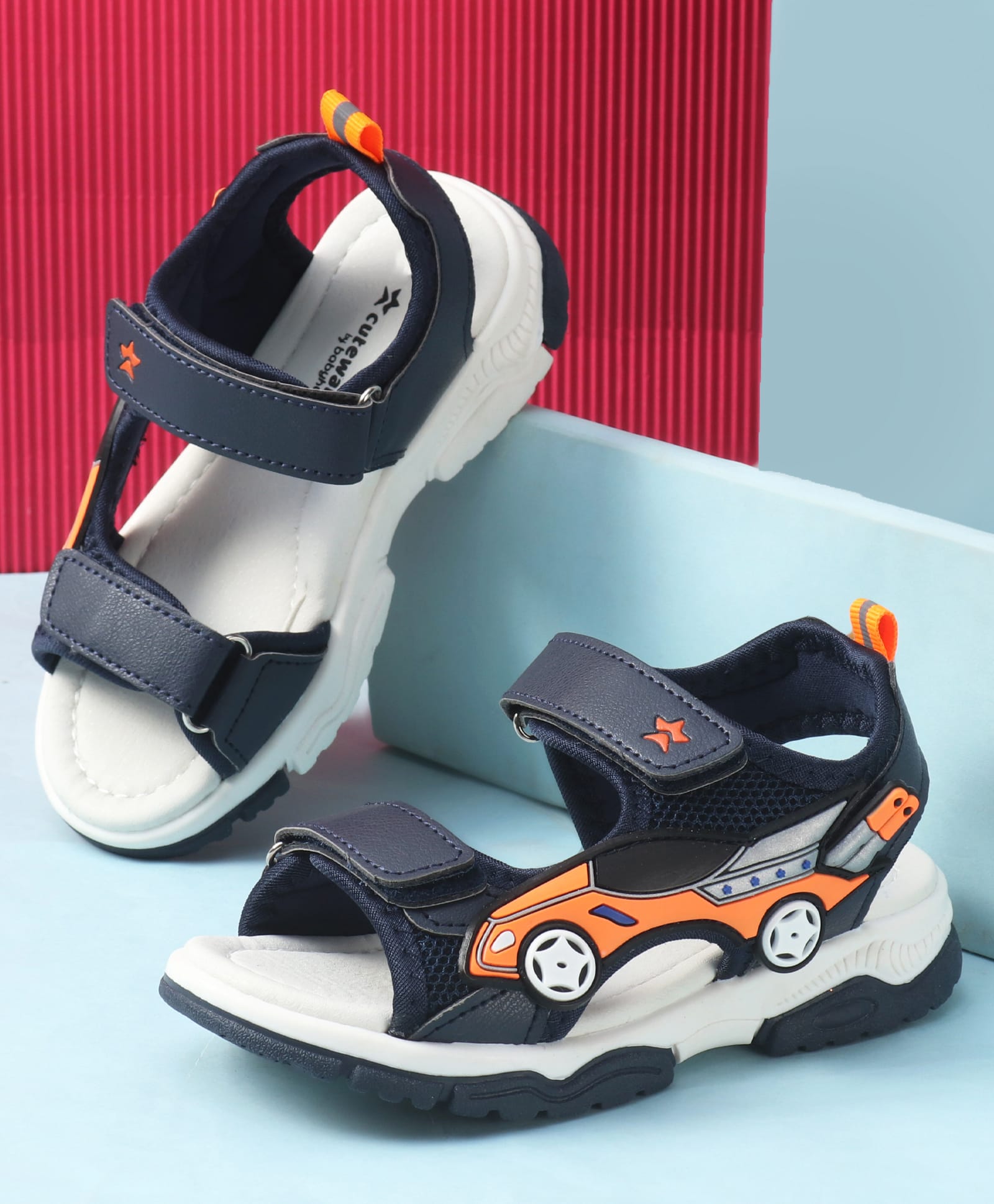 Cute Walk by Babyhug Velcro Closure Sandal With Car Applique - Navy Blue-picture-28