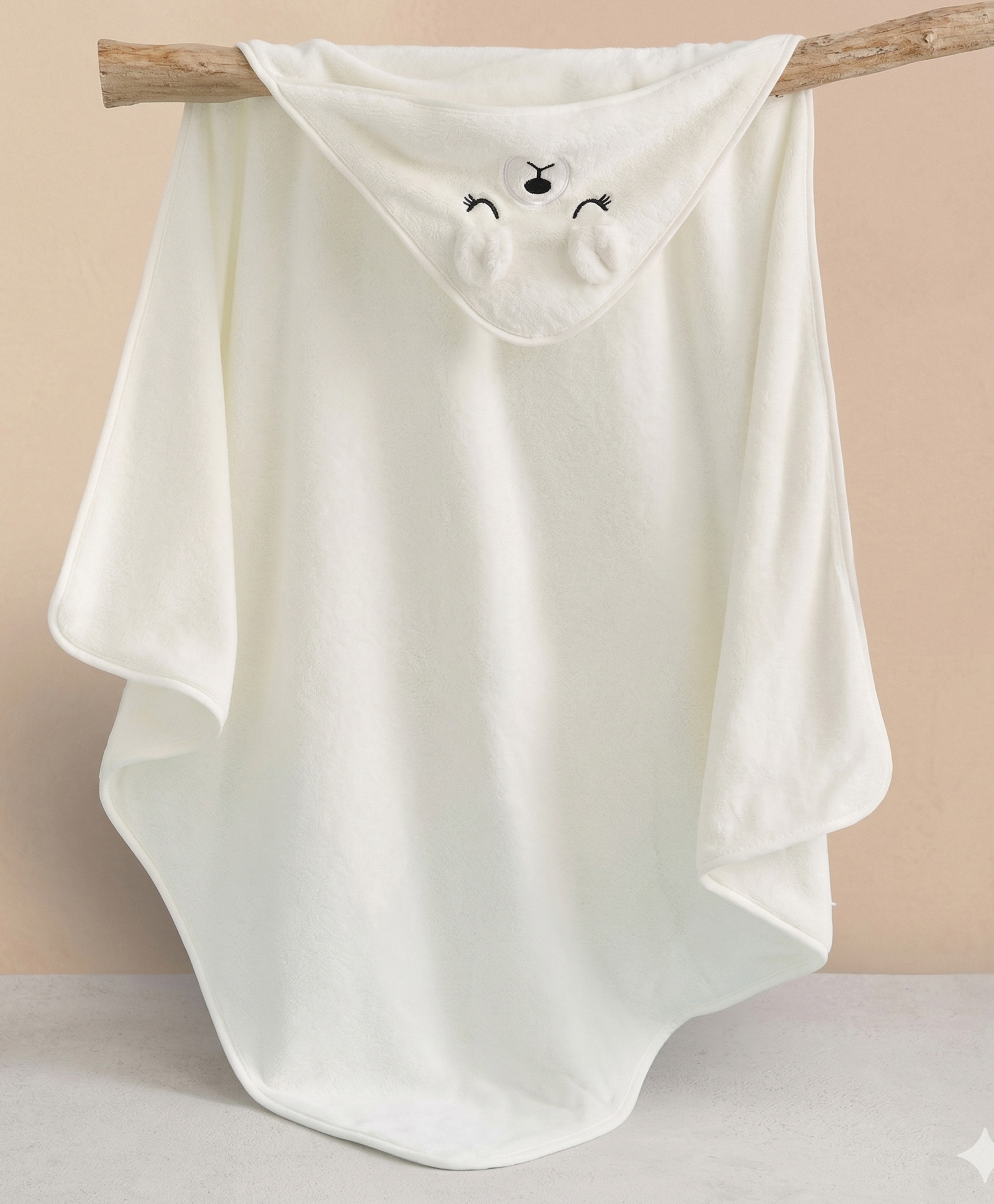Purple Tots Fleece Hooded Towel With Bear Embroidery L 80 x B 80 cm - Blue-image-9