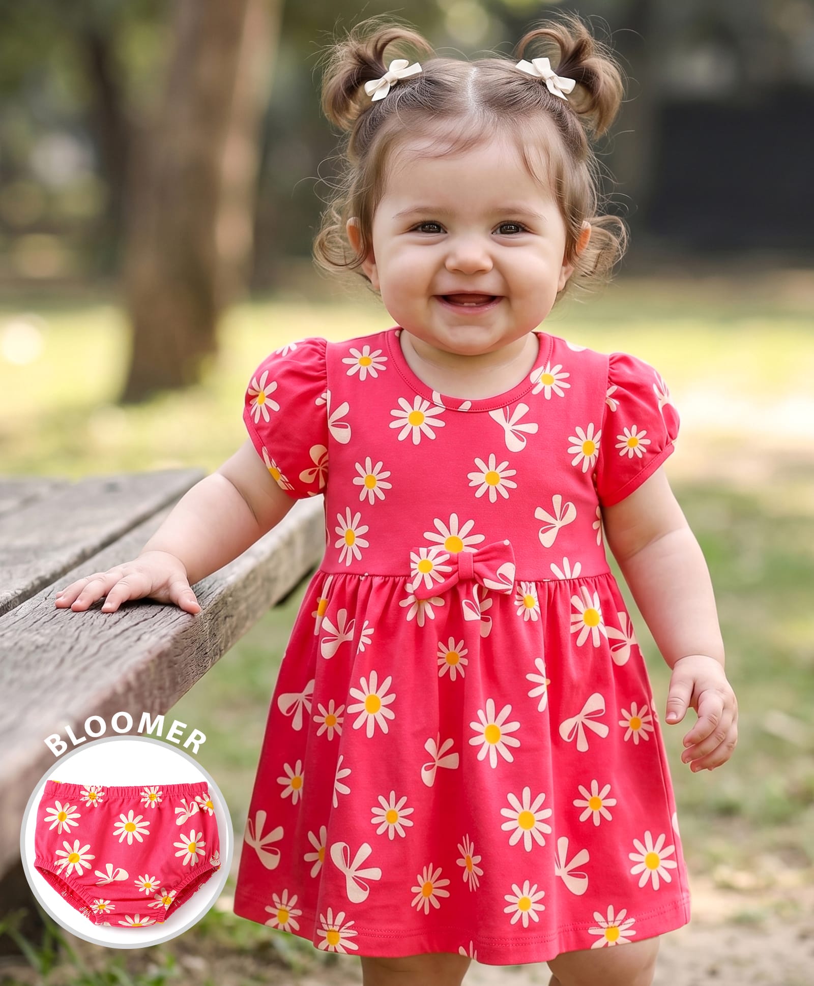 Doodle Poodle Cotton Knit Frocks with Bloomer/Shorts Printed Half Sleeves Dark Pink 0-3 Months-picture-26