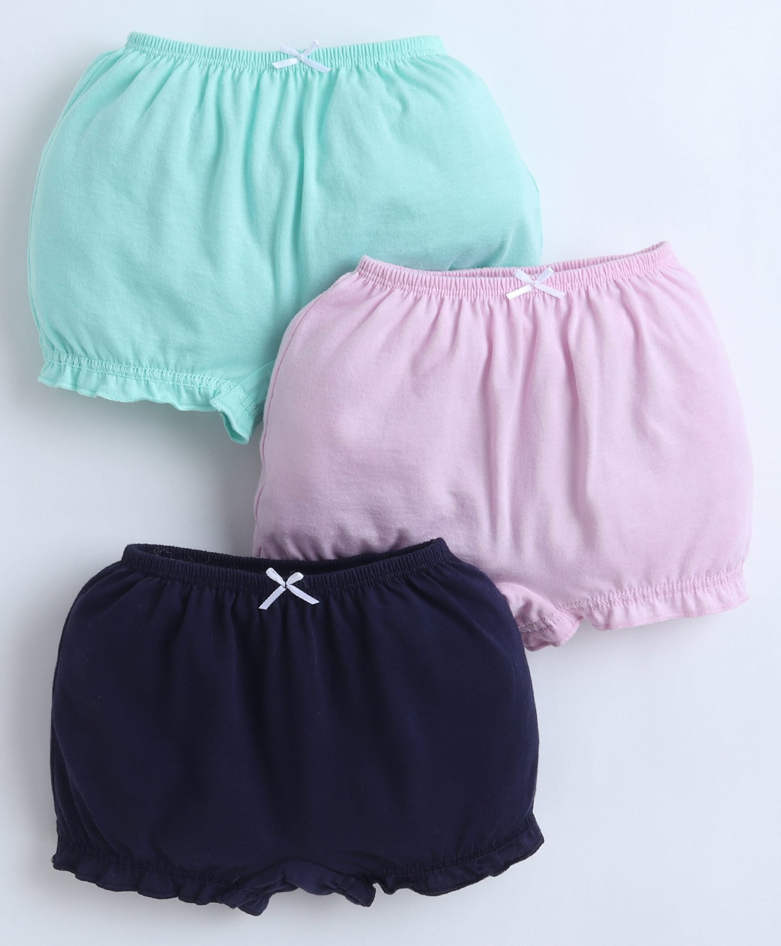 BUMZEE Cotton Knit Solid Color Bloomers Pack of 3 - Navy Blue Pink & Mint Green-image-31