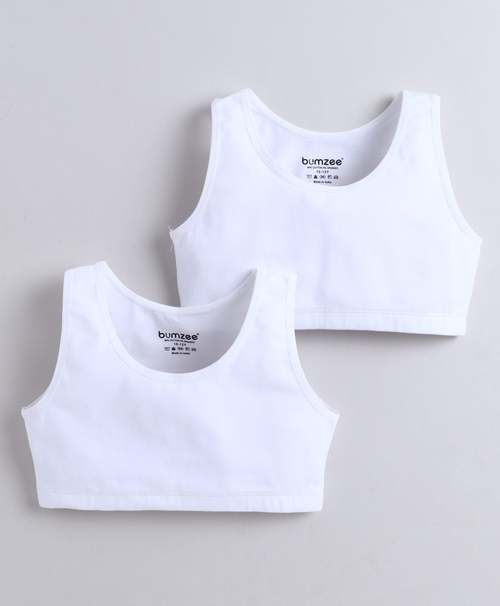 BUMZEE Cotton Woven Non Padded Non Wired Solid Color Beginners Bra Pack of 2 - White-picture-28