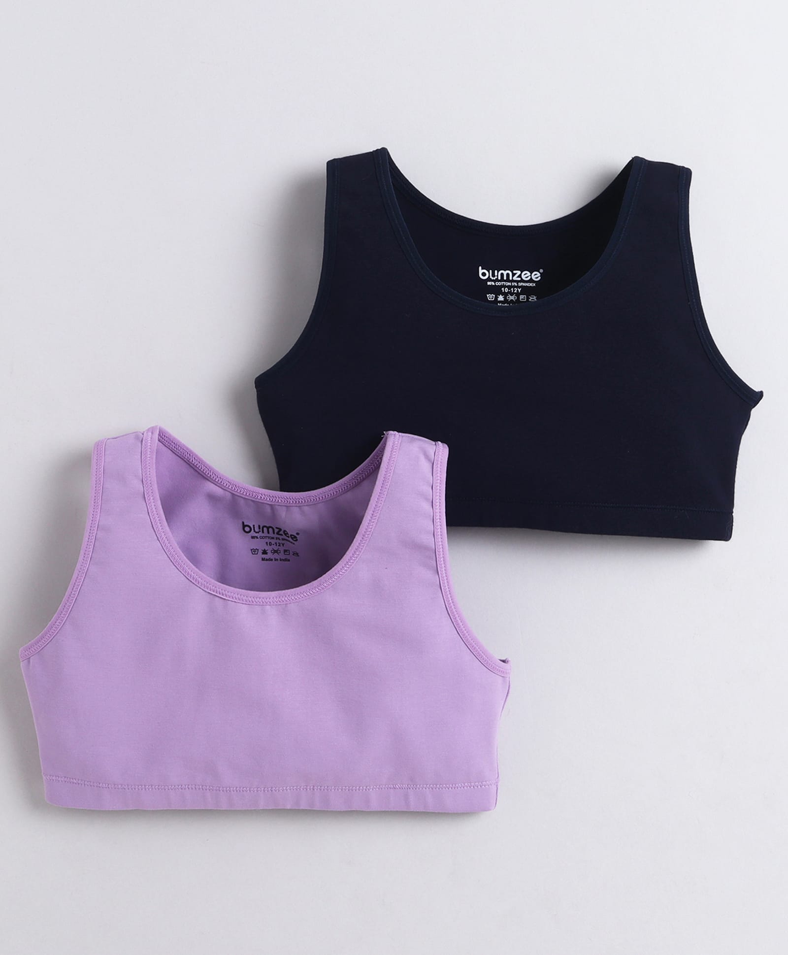 BUMZEE Cotton Woven Non Padded Non Wired Solid Color Beginners Bras Pack of 2 - Navy Blue & Lavender-picture-38