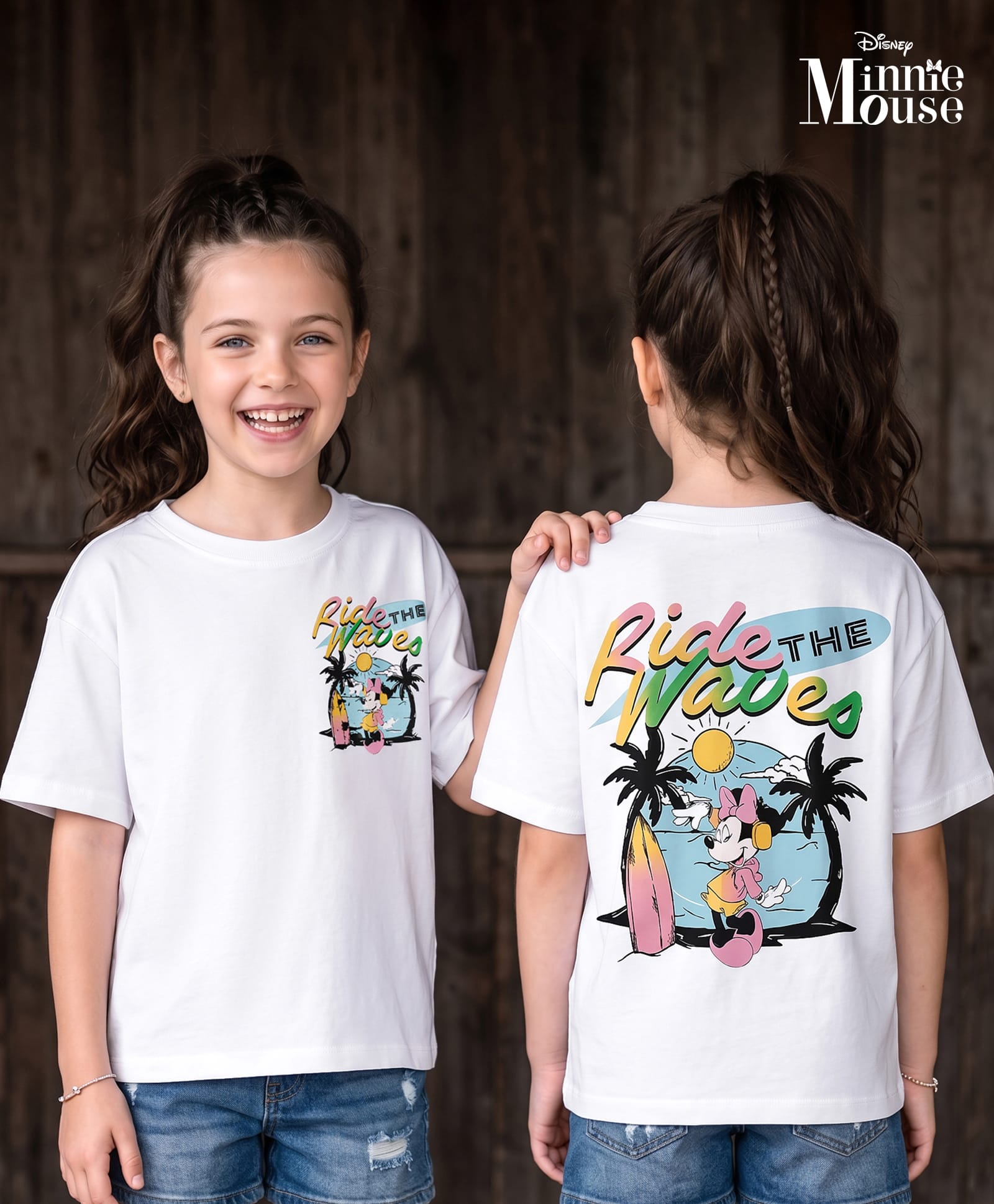 Pine Kids Disney Cotton Knit T-Shirt Half Sleeves Round Neck with Minnie Mouse and Friends Graphic Print White 8-9 Years-picture-17