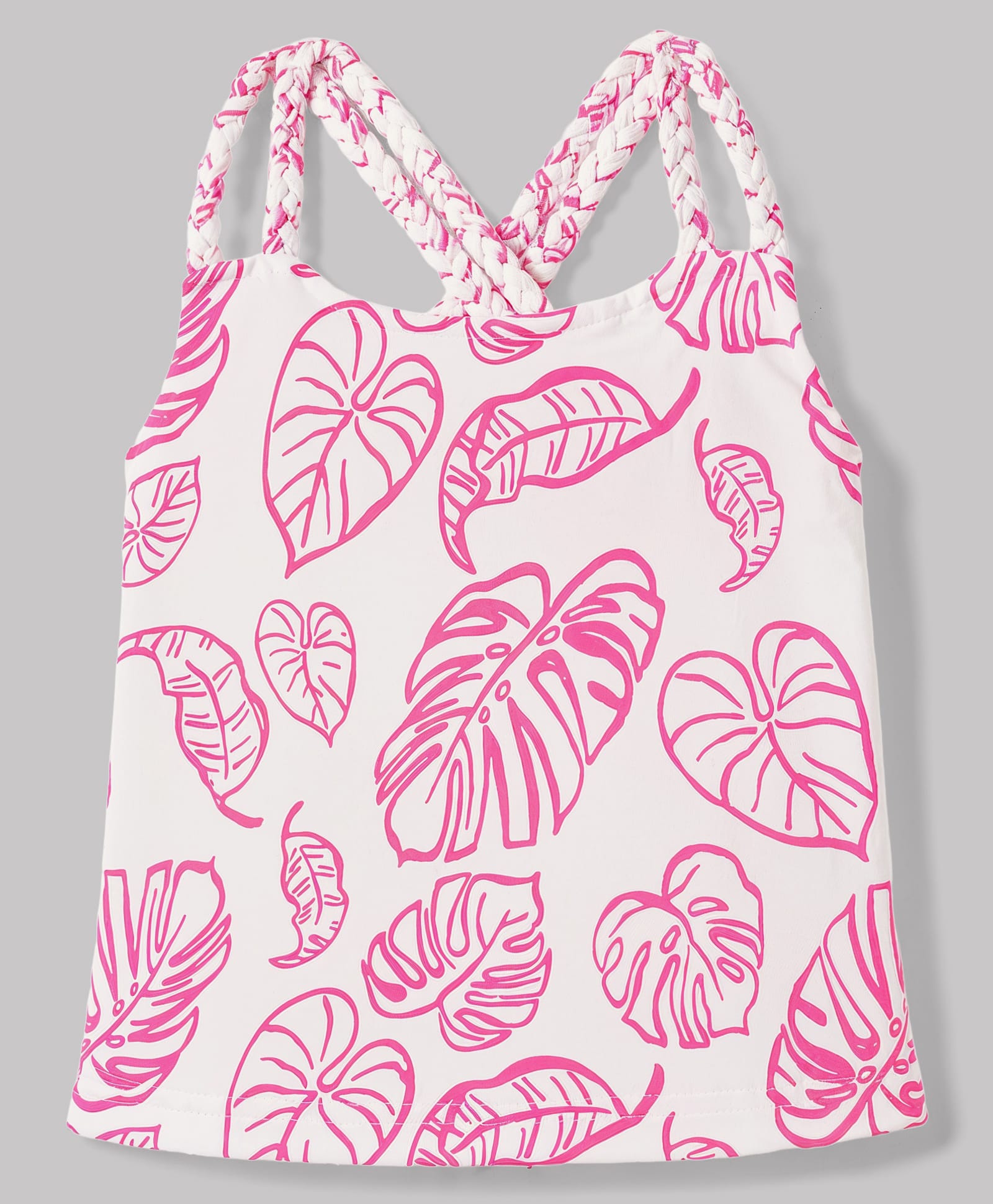 Babyhug 100% Cotton Knit Sleeveless Tropical Theme Printed Top - Pink & White-picture-25