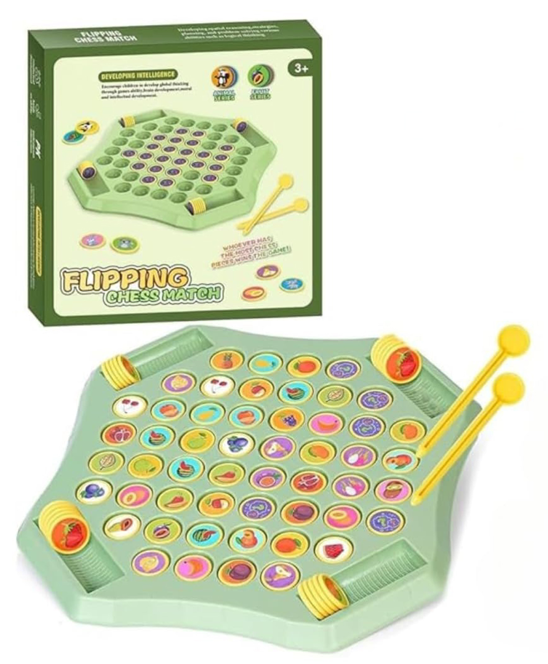 Azhari Flipping Chess Match Memory Game Fun Puzzle Matching Board Game for Kids, Color May Vary-image-27