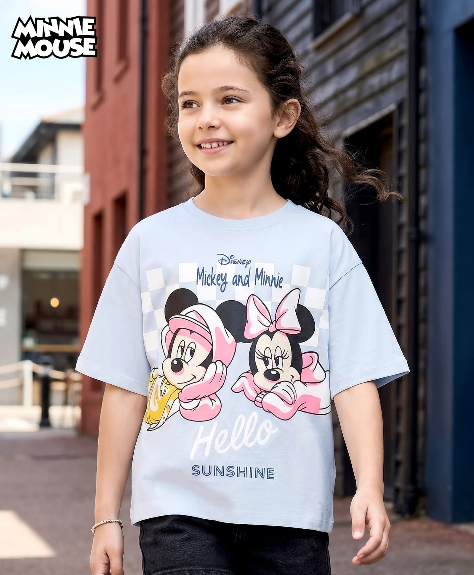 Pine Kids Disney Half Sleeves T-Shirt With Minnie Mouse & Friends Graphics - Blue-picture-21
