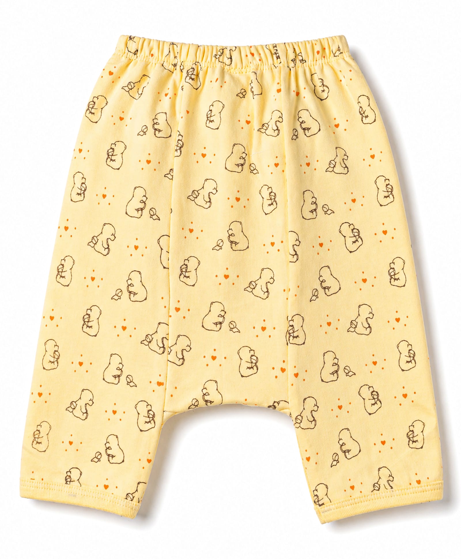 Tango Interlock Knit Full Length Diaper Leggings with Teddy Print - Yellow-image-23