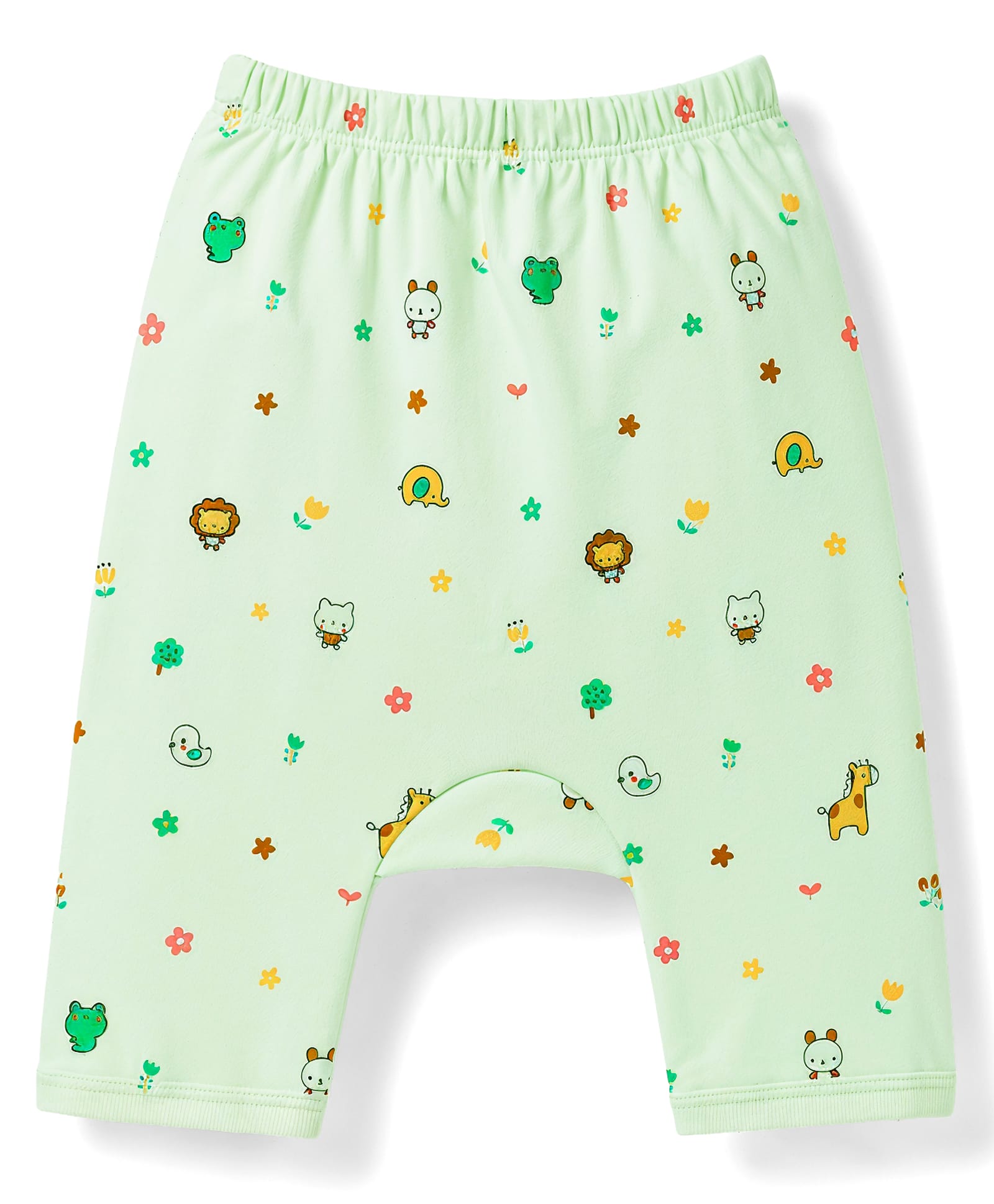 Tango Interlock Knit Full Length Diaper Legging With Floral & Animal Print - Green-picture-28
