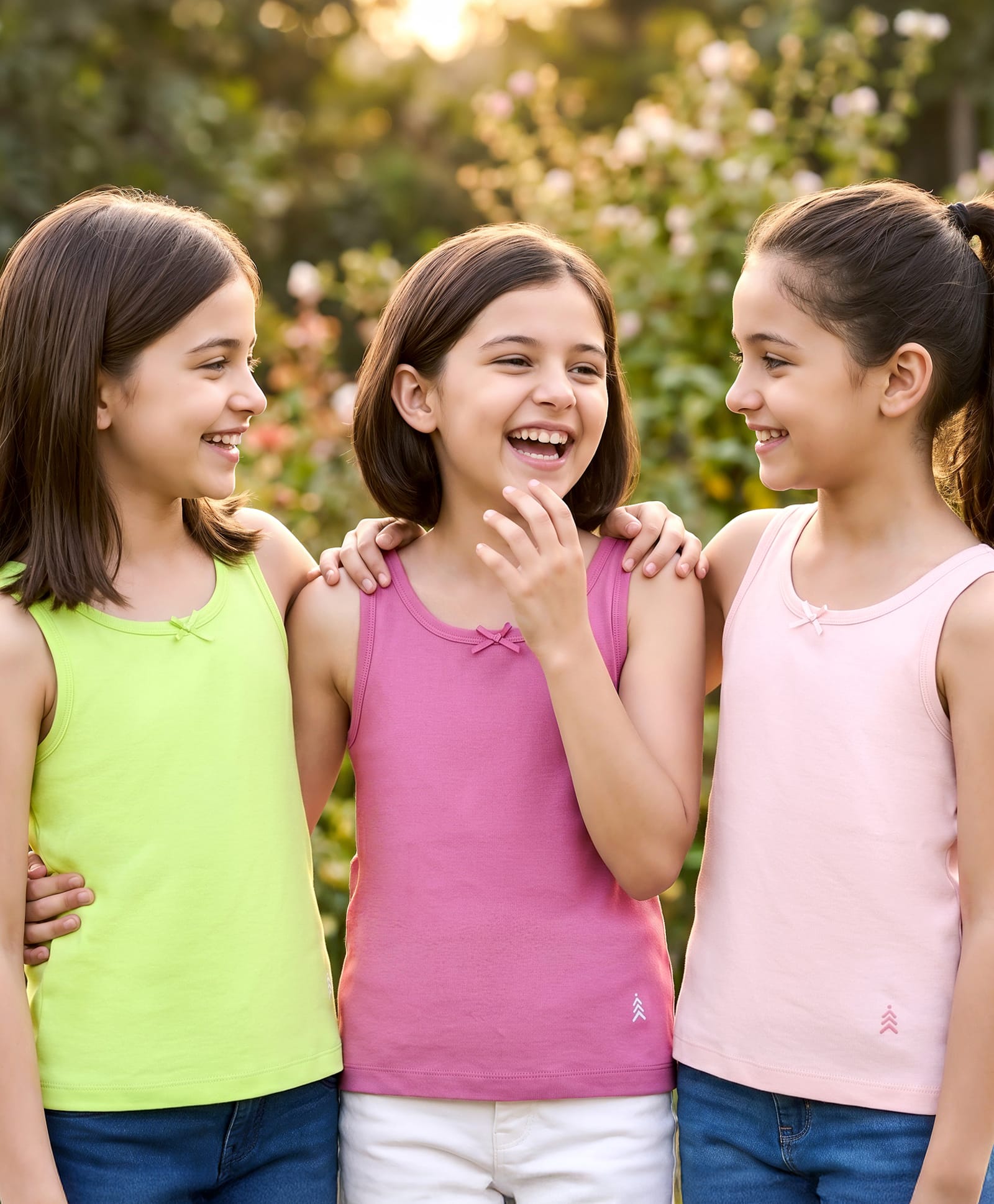 Pine Kids Cotton Lycra Knit Sleeveless Solid Vests Pack of 3 - Multicolor-picture-19