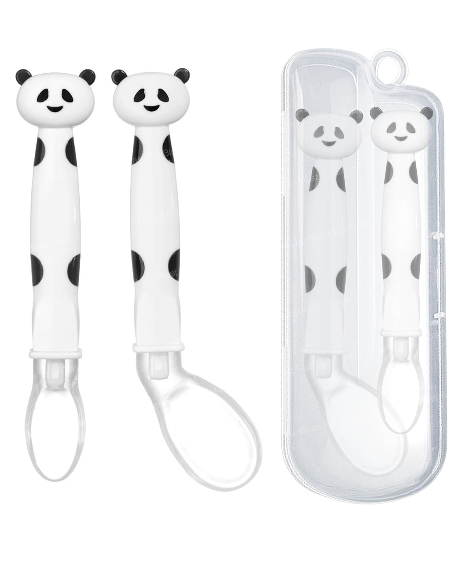 FunBlast Panda Shape Baby Feeding Spoons Set in Case for Babies Pack of 2 Different Style Spoons - Multicolor-image-14