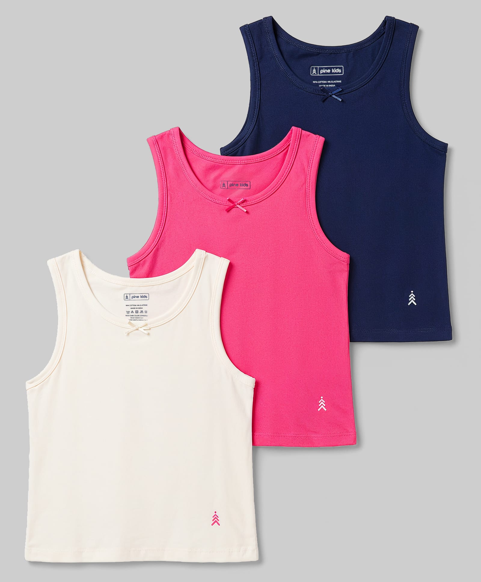 Pine Kids Cotton Lycra Knit Sleeveless Vests Pack of 3 - (Color May Vary )-picture-12