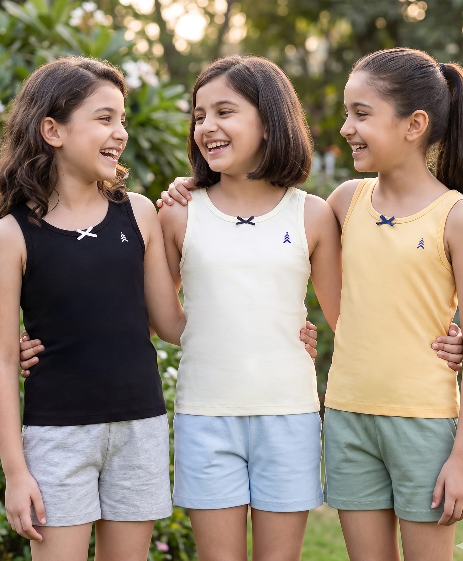 Pine Kids Cotton Lycra Knit Sleeveless Solid Vests Pack of 3 - Multicolor-picture-24