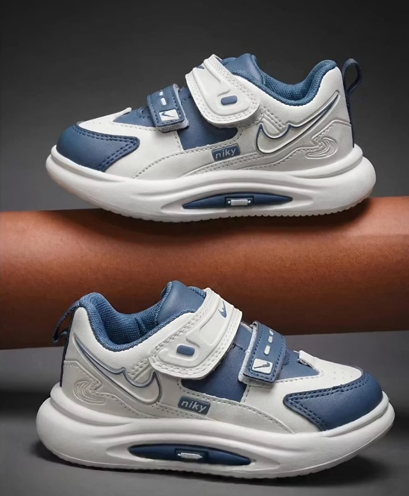 NEW STEPS Colour Blocked Velcro Closure Shoes - White & Blue-picture-41