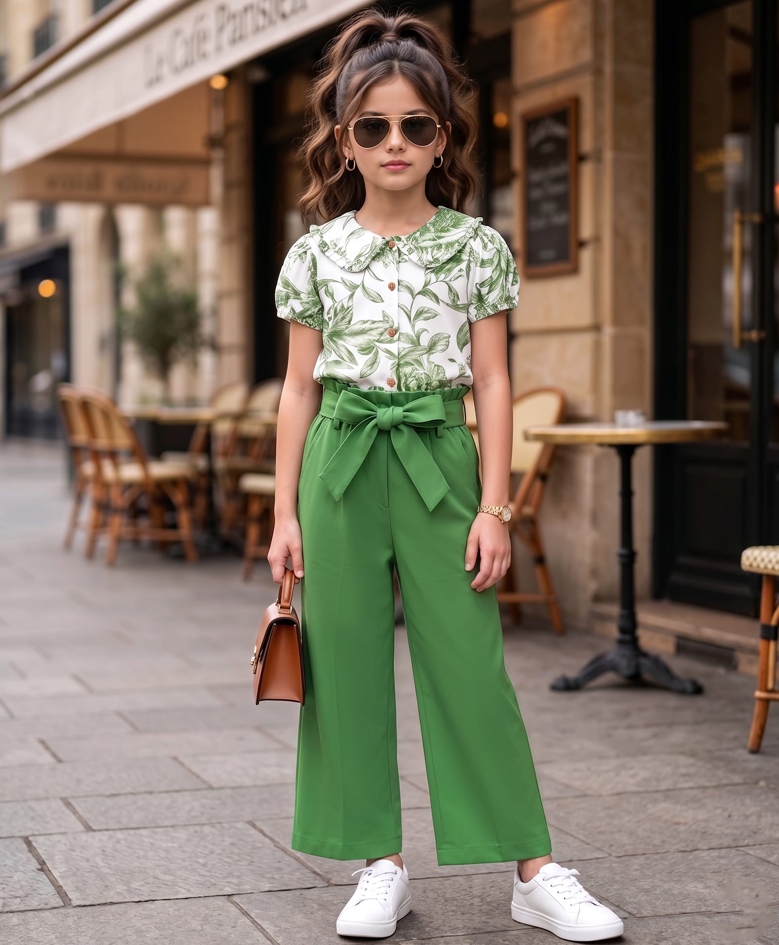 ollington st. set of woven viscose printed half sleeve top & culottes - multicolour
