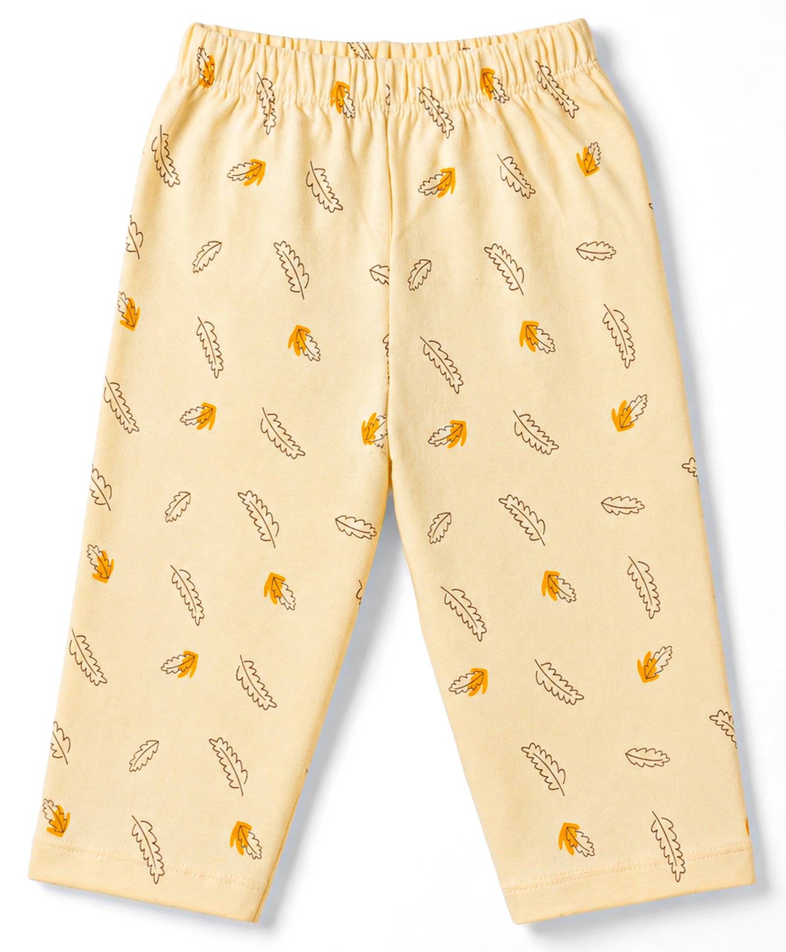Tango Single Jersey Knit Full Length Leaves Printed Lounge Pant - Cream-image-2