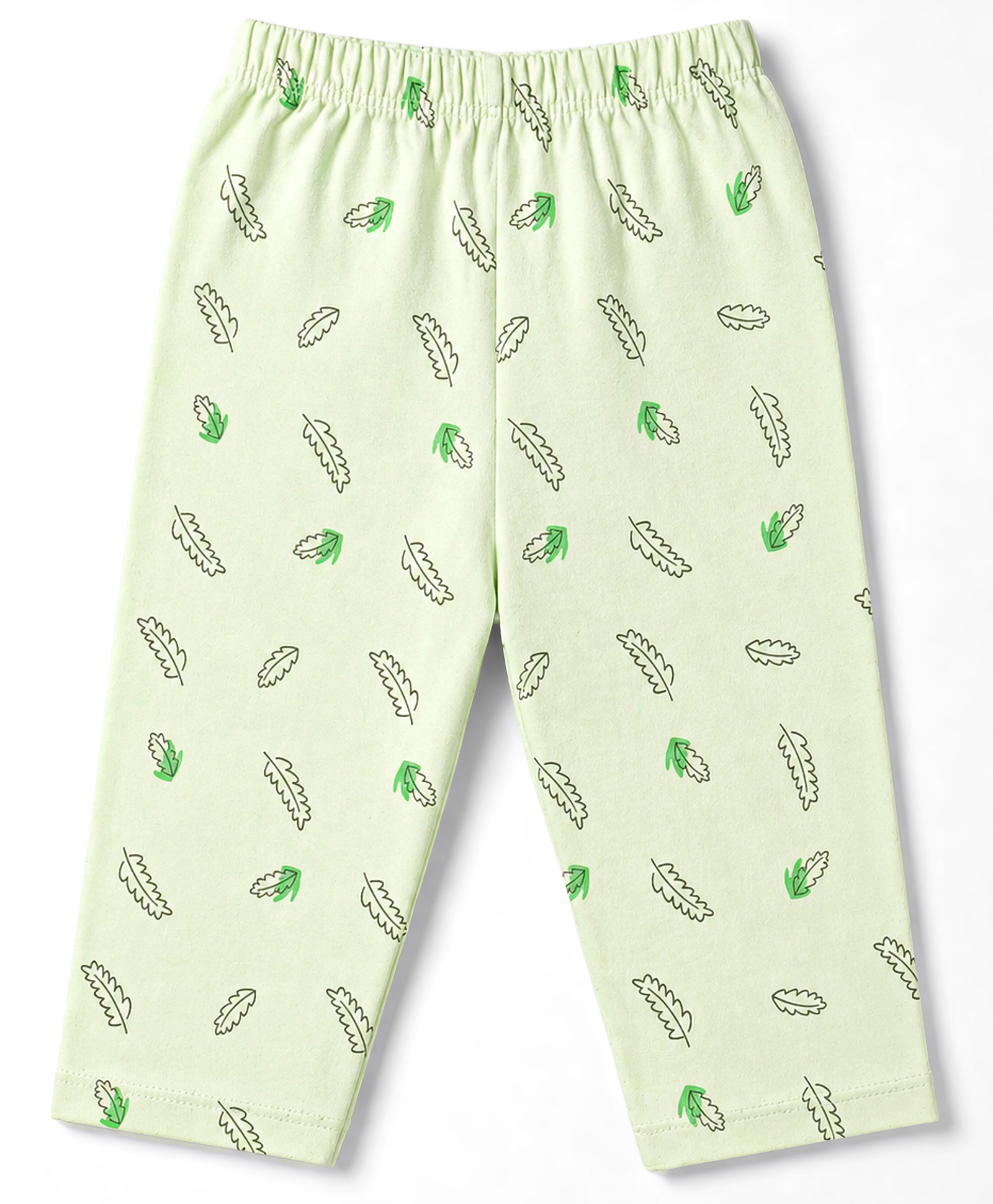 Tango Single Jersey Knit Full Length Leaves Printed Lounge Pant - Light Green-image-33