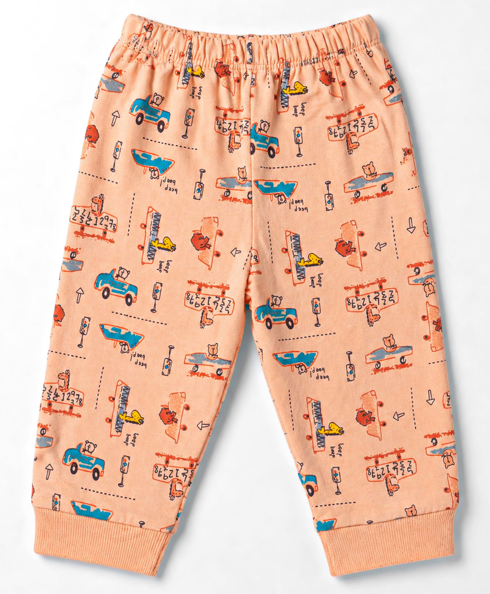 Tango Looper Knit Full Length Animal & Vehicles Printed Lounge Pant - Peach-picture-21